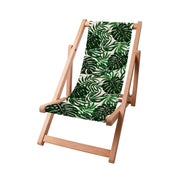 Wooden Deck Chair Tropical Leaves Pattern-S