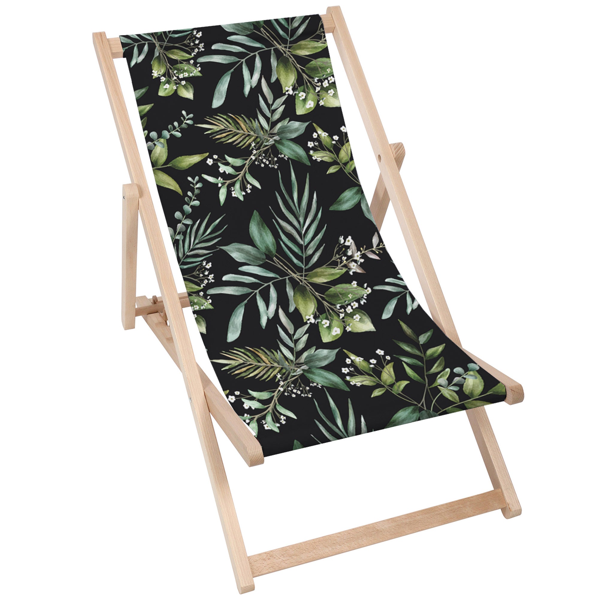 Wooden Deck Chair Watercolor Elegant Floral-M