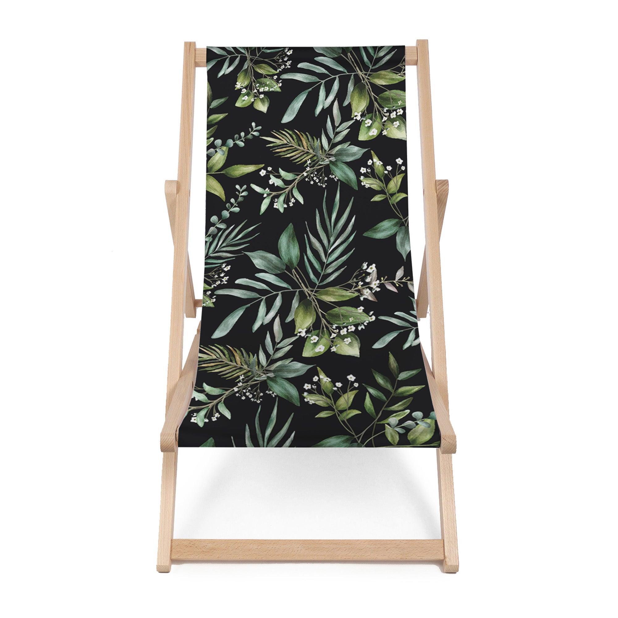 Wooden Deck Chair Watercolor Elegant Floral-M