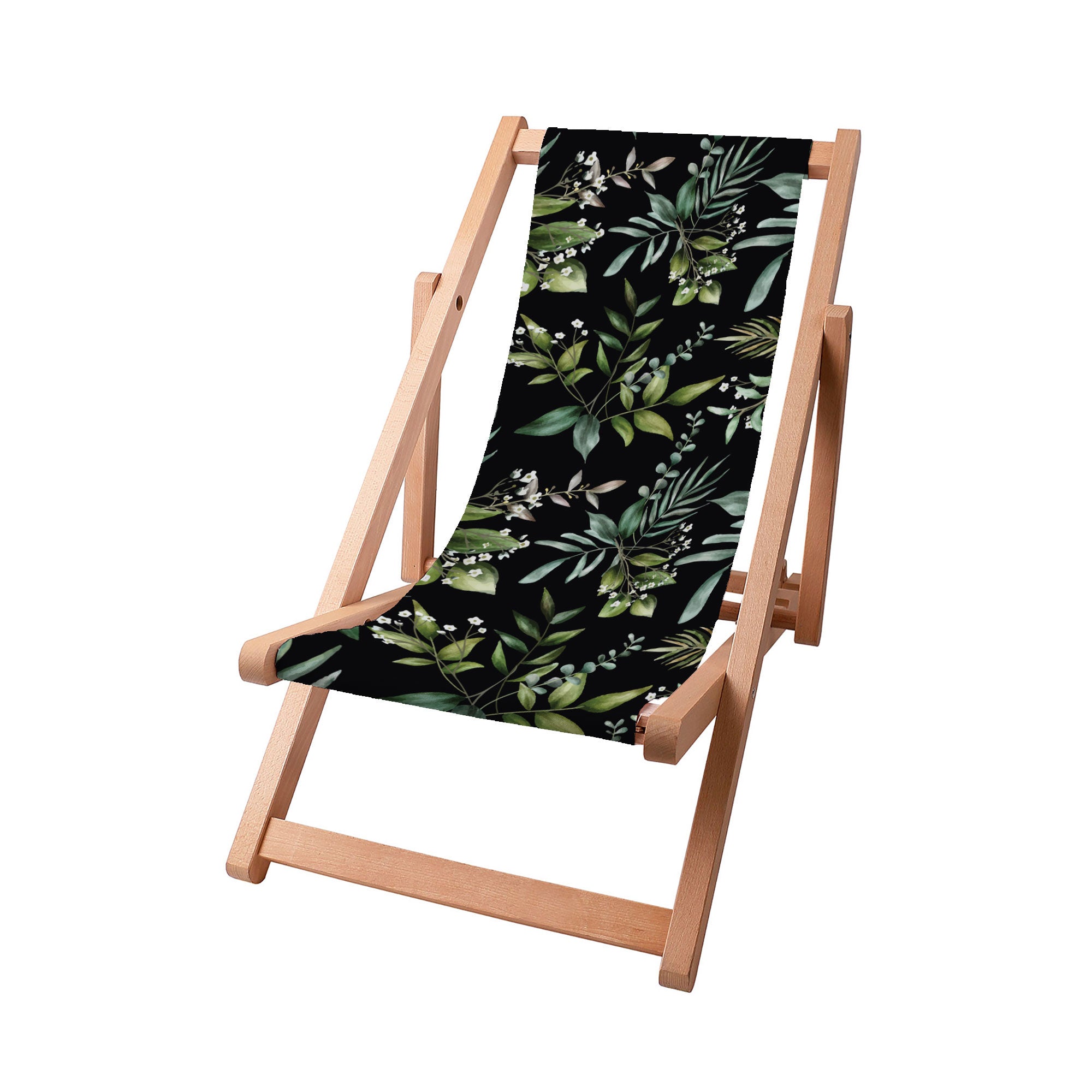 Wooden Deck Chair Watercolor Elegant Floral-S