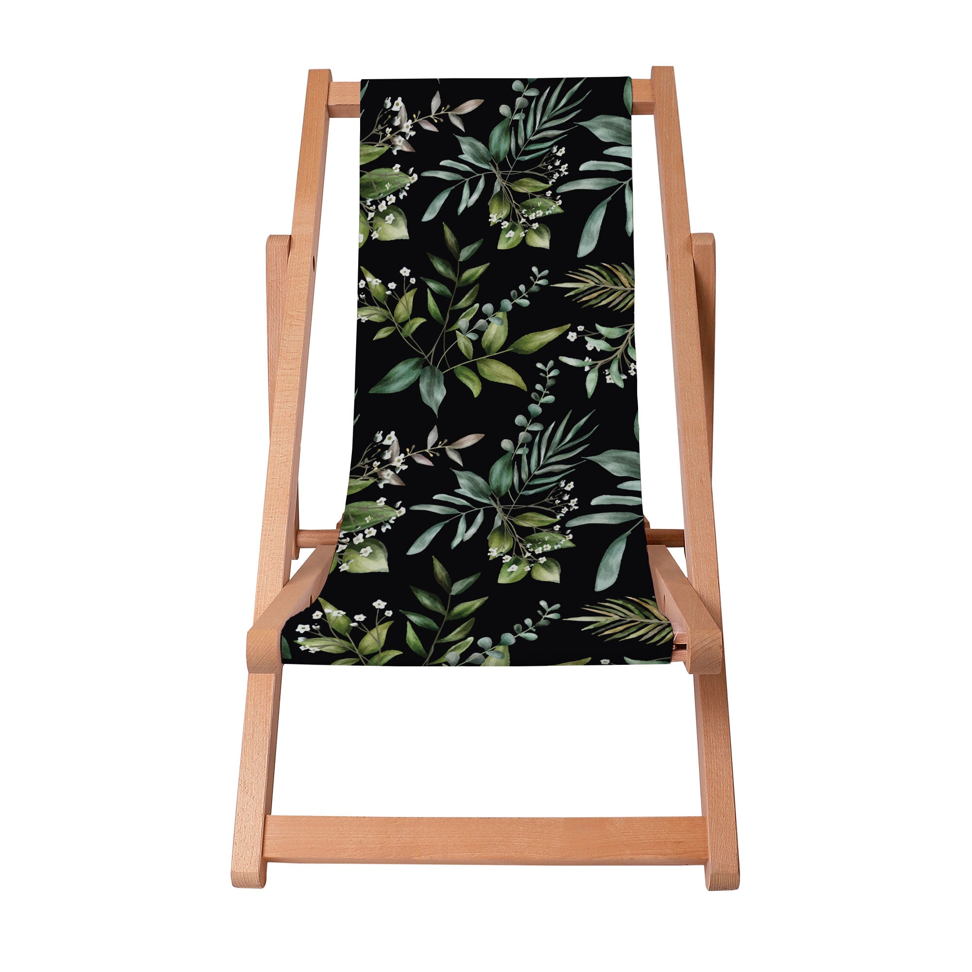 Wooden Deck Chair Watercolor Elegant Floral
