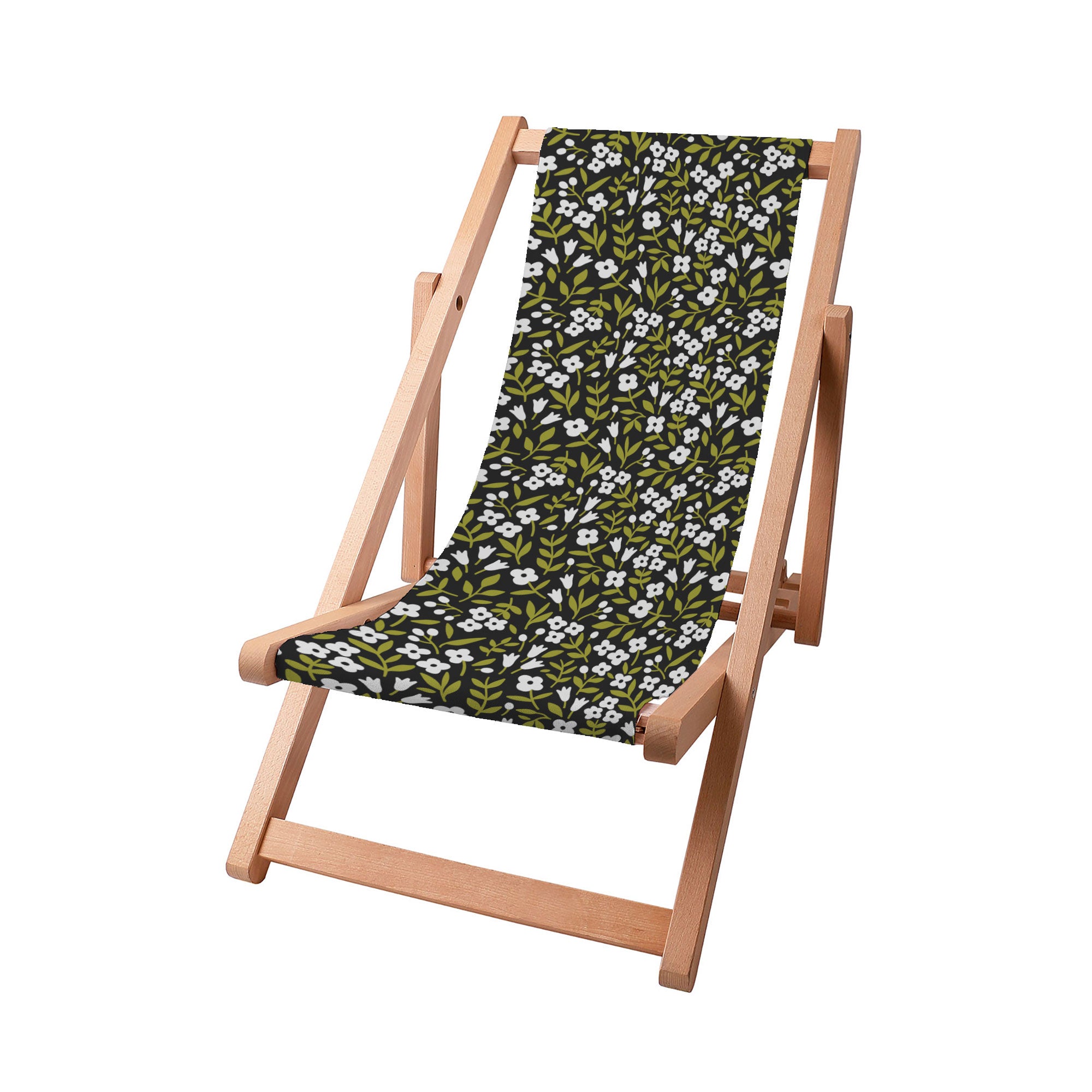 Wooden deck chair White Flower Meadow