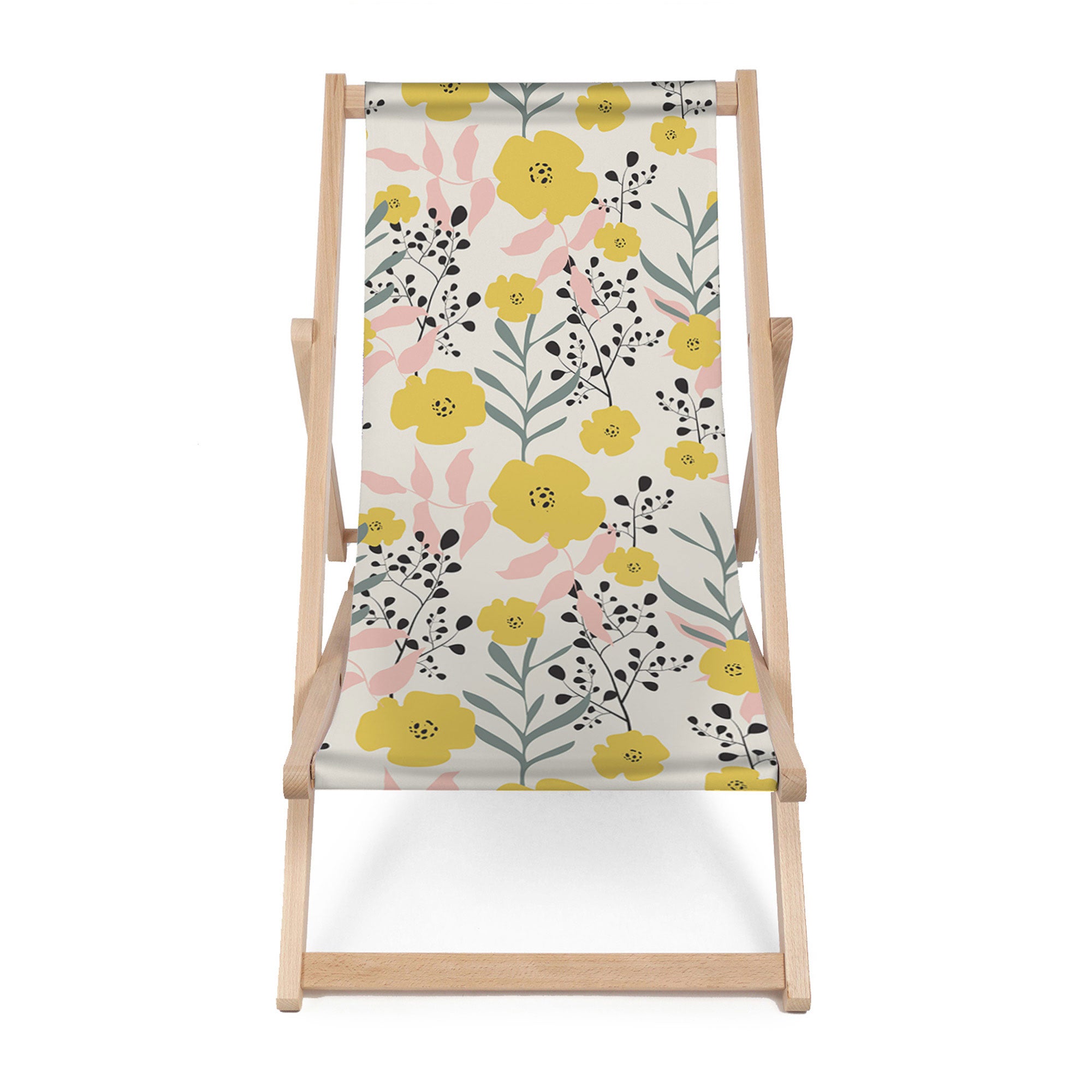 Wooden deck chair Yellow Daffodil-M