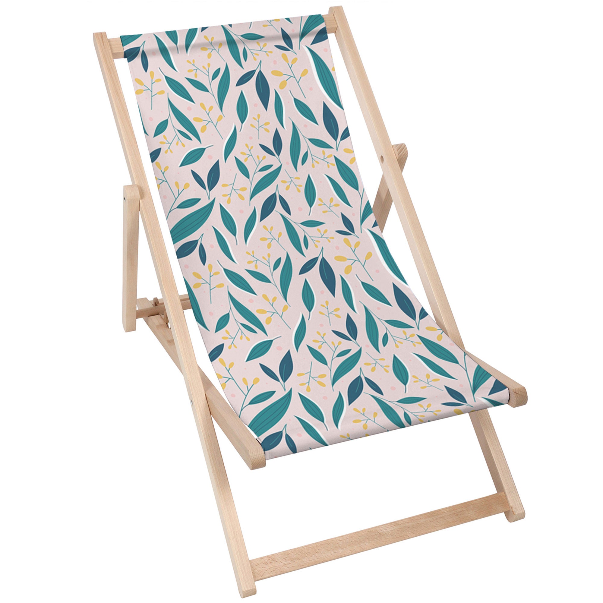 Wooden deck chair Yellow Forest Flowers-M