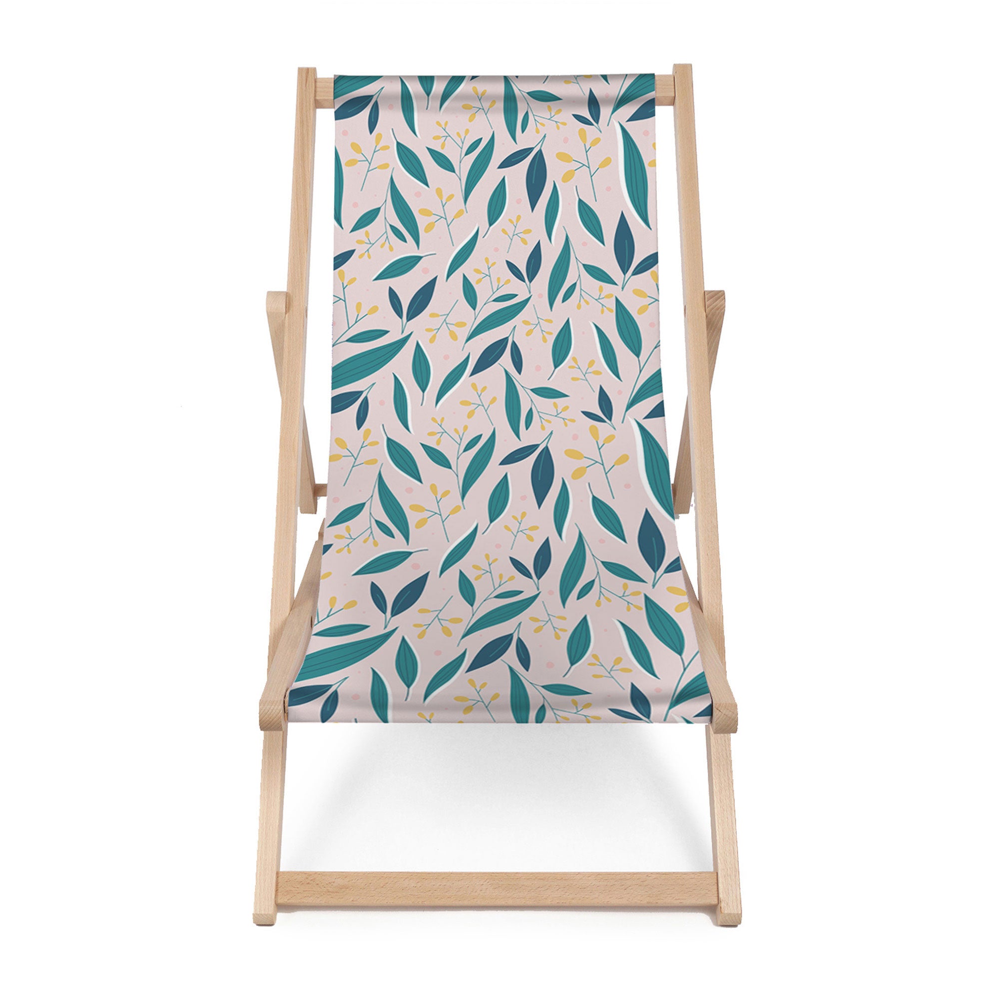 Wooden deck chair Yellow Forest Flowers-M
