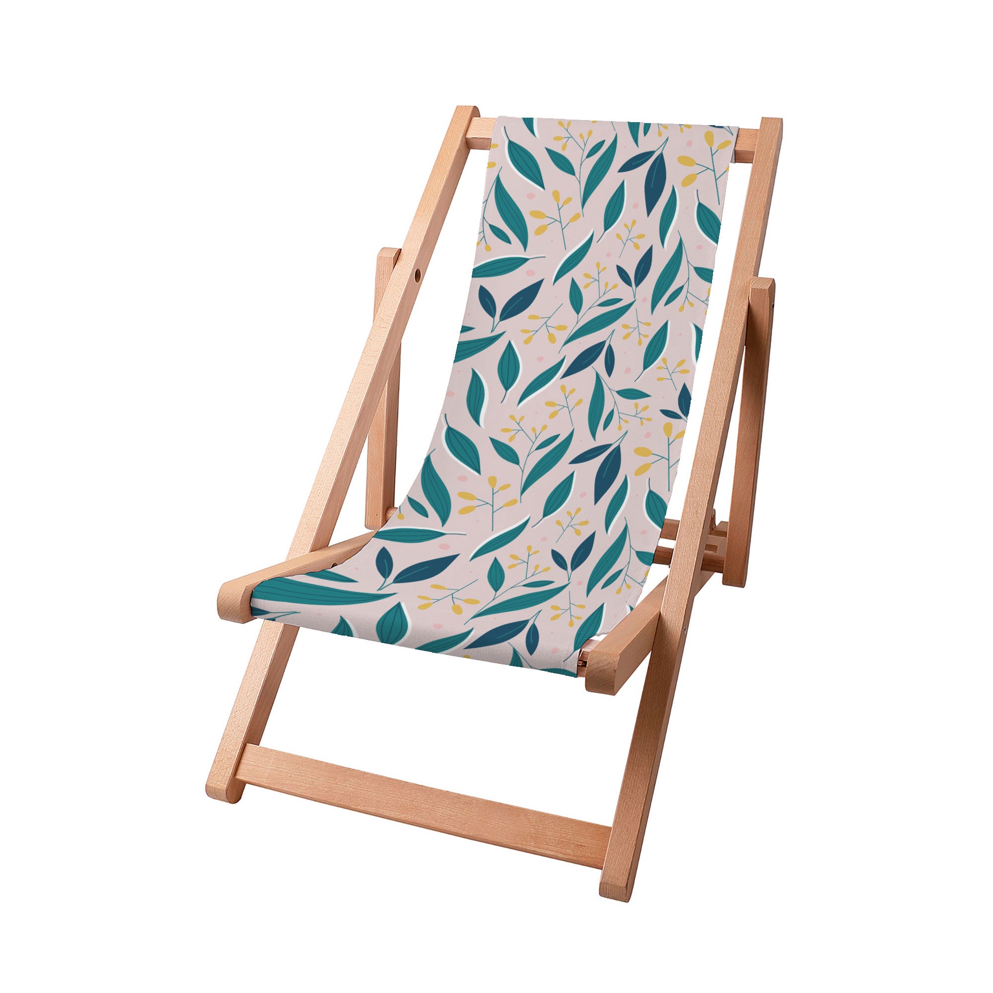 Wooden deck chair Yellow Forest Flowers-S