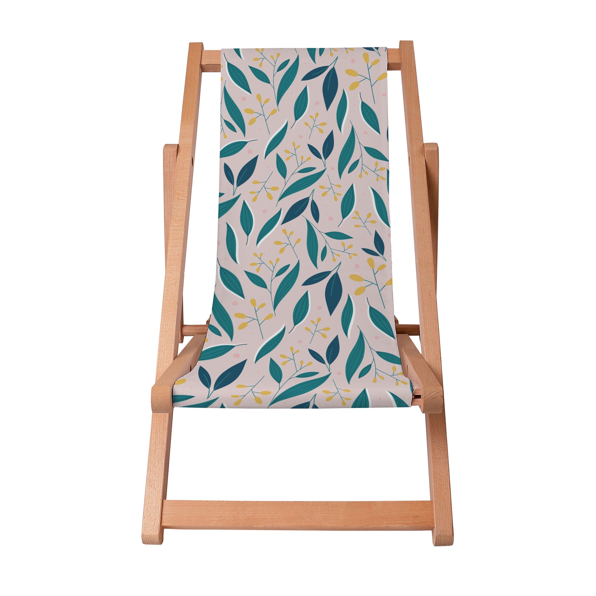 Wooden deck chair Yellow Forest Flowers-S