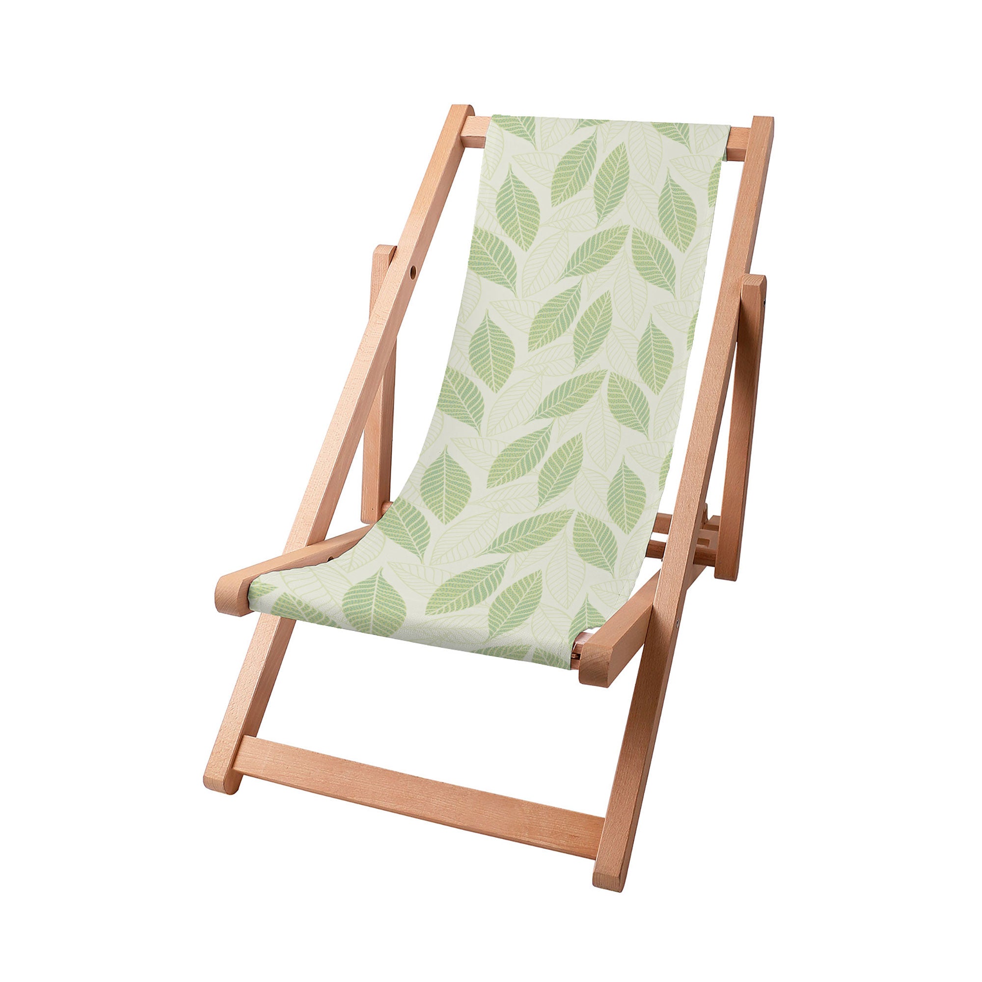 Wooden Deck Chair Light Green Leaves