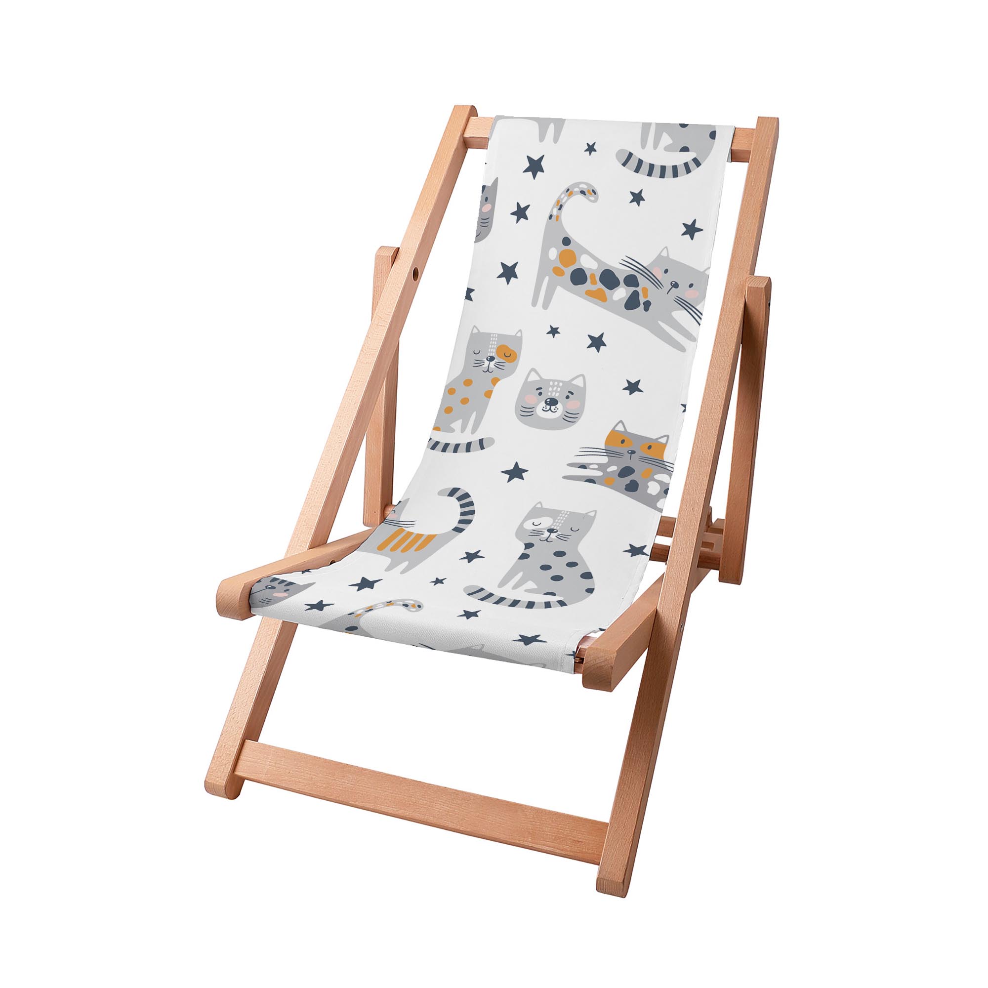 Wooden Deck Chair Cartoon Funny Cats