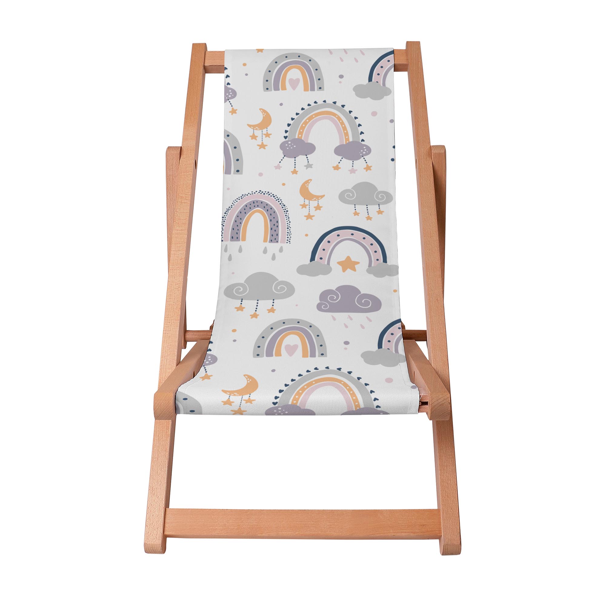 Wooden Deck Chair Doodle Rainbow And Moon