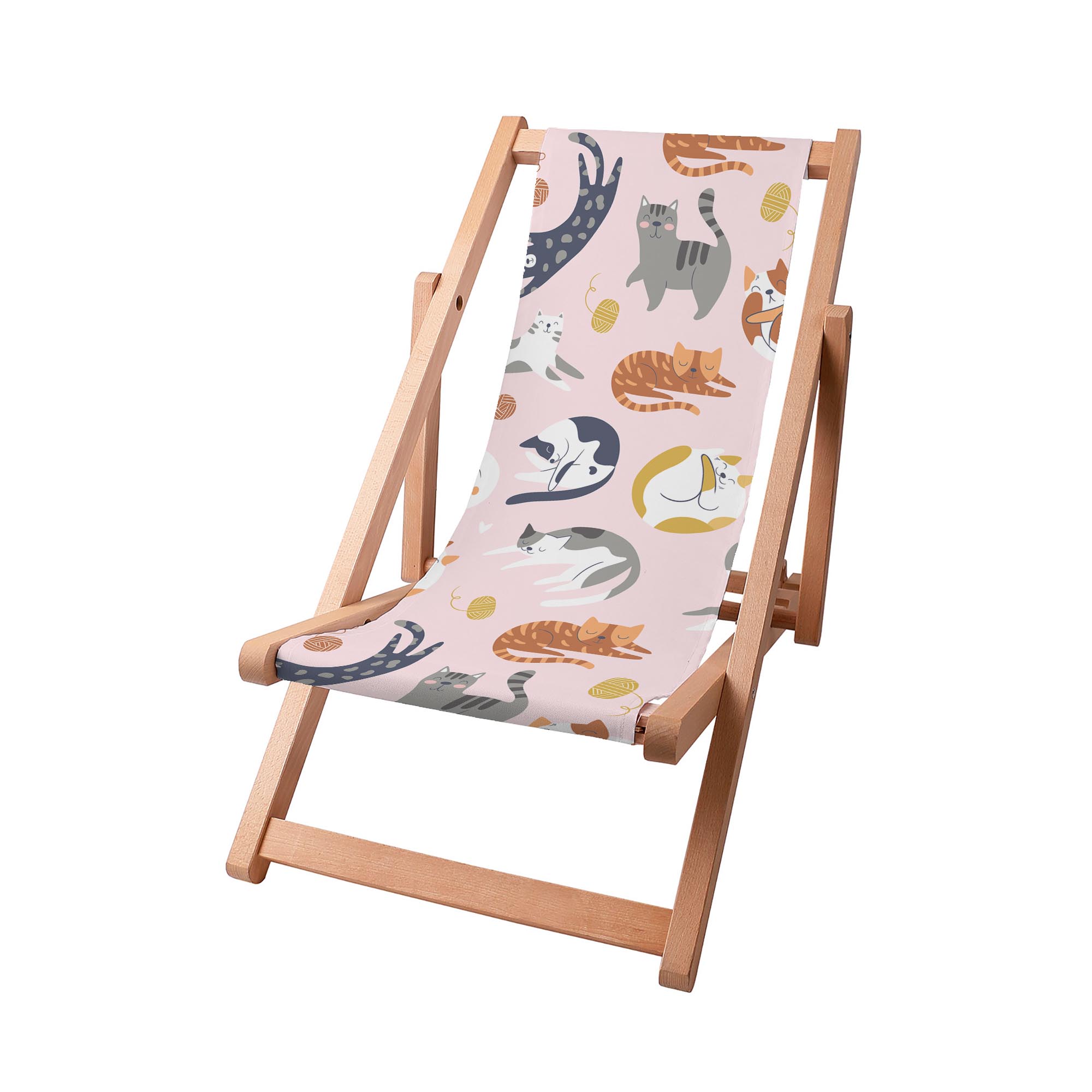 Wooden Deck Chair Pastel Cats-S