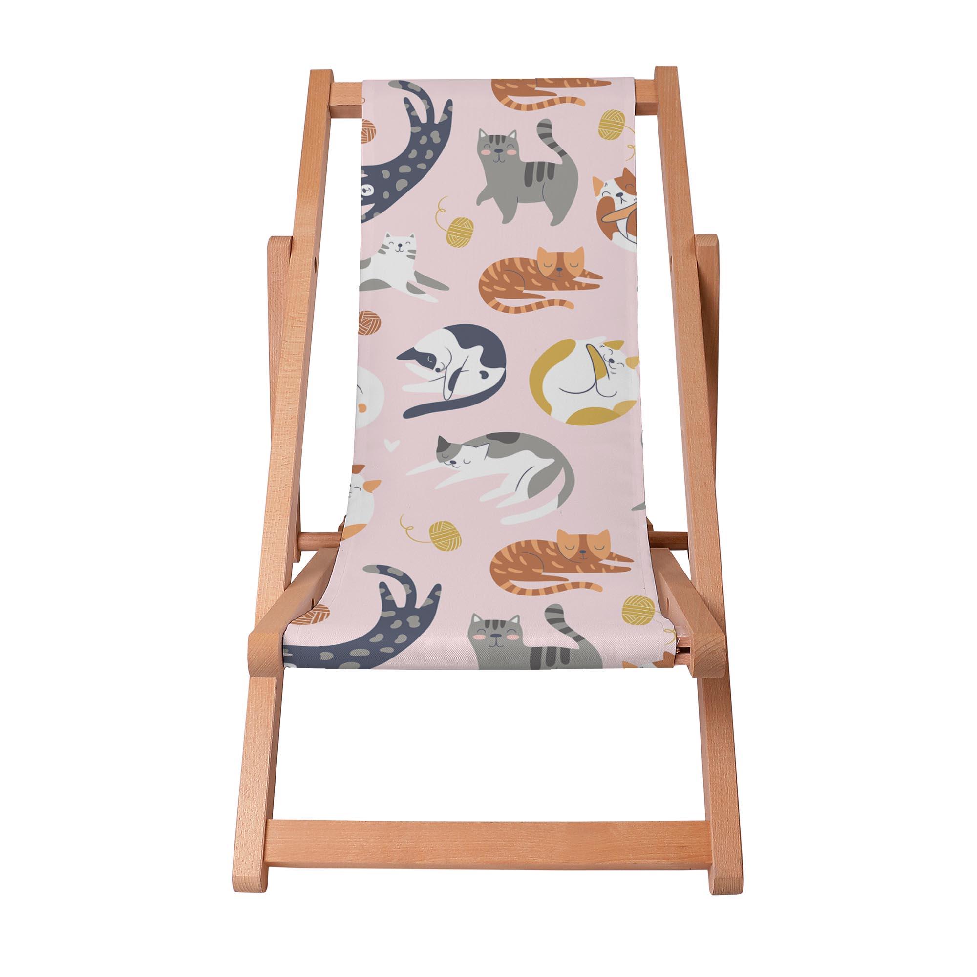 Wooden Deck Chair Pastel Cats-S