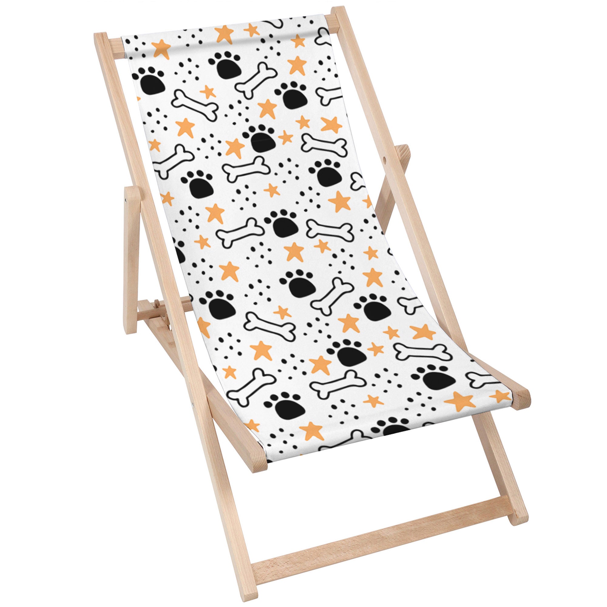 Wooden Deck Chair Puppy Bones-M