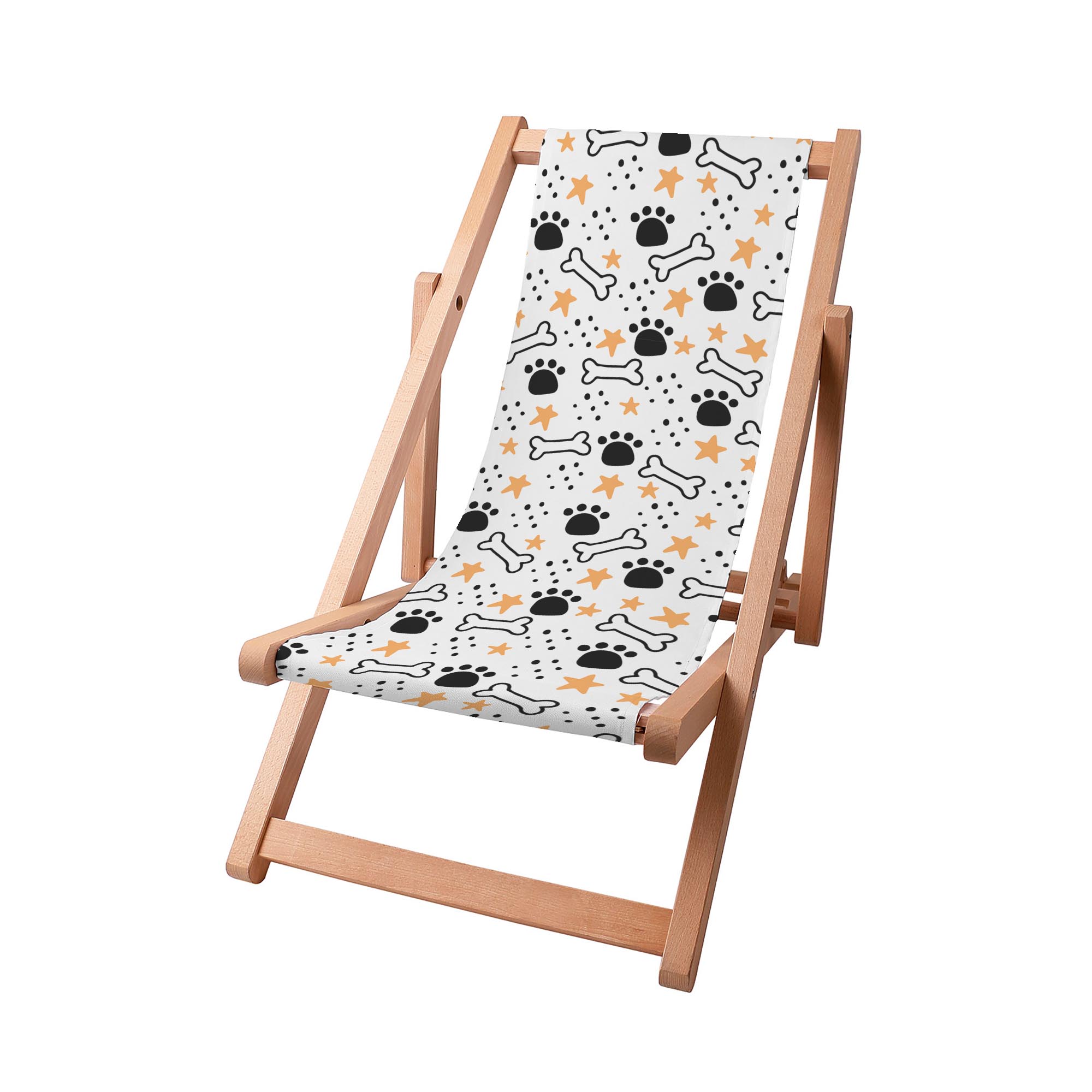 Wooden Deck Chair Puppy Bones-S
