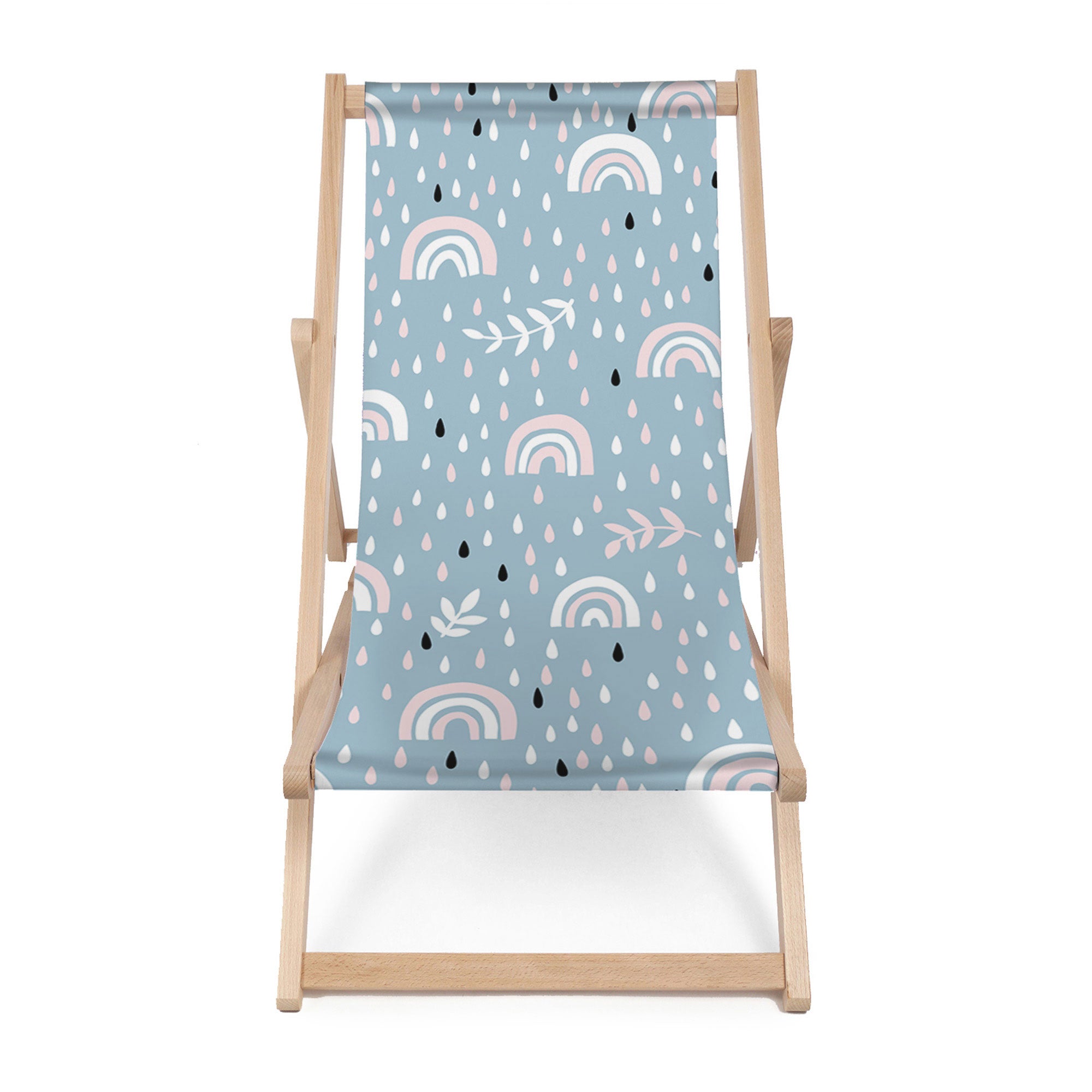 Wooden Deck Chair Rainbow And Raindrops-M