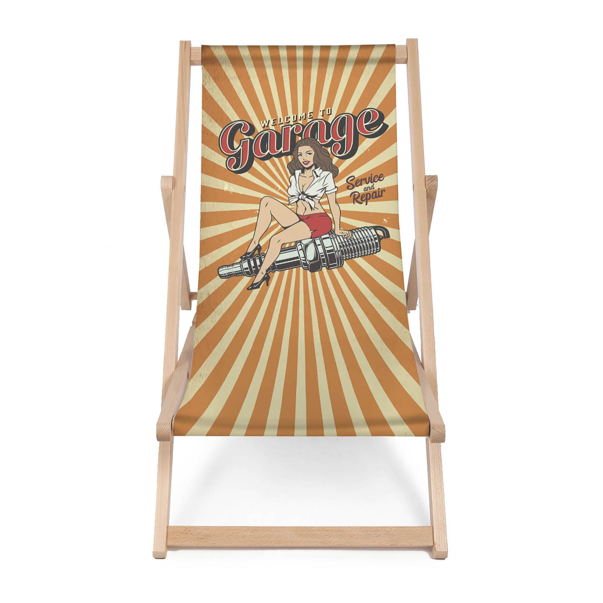Wooden Deck Chair Garage Orange