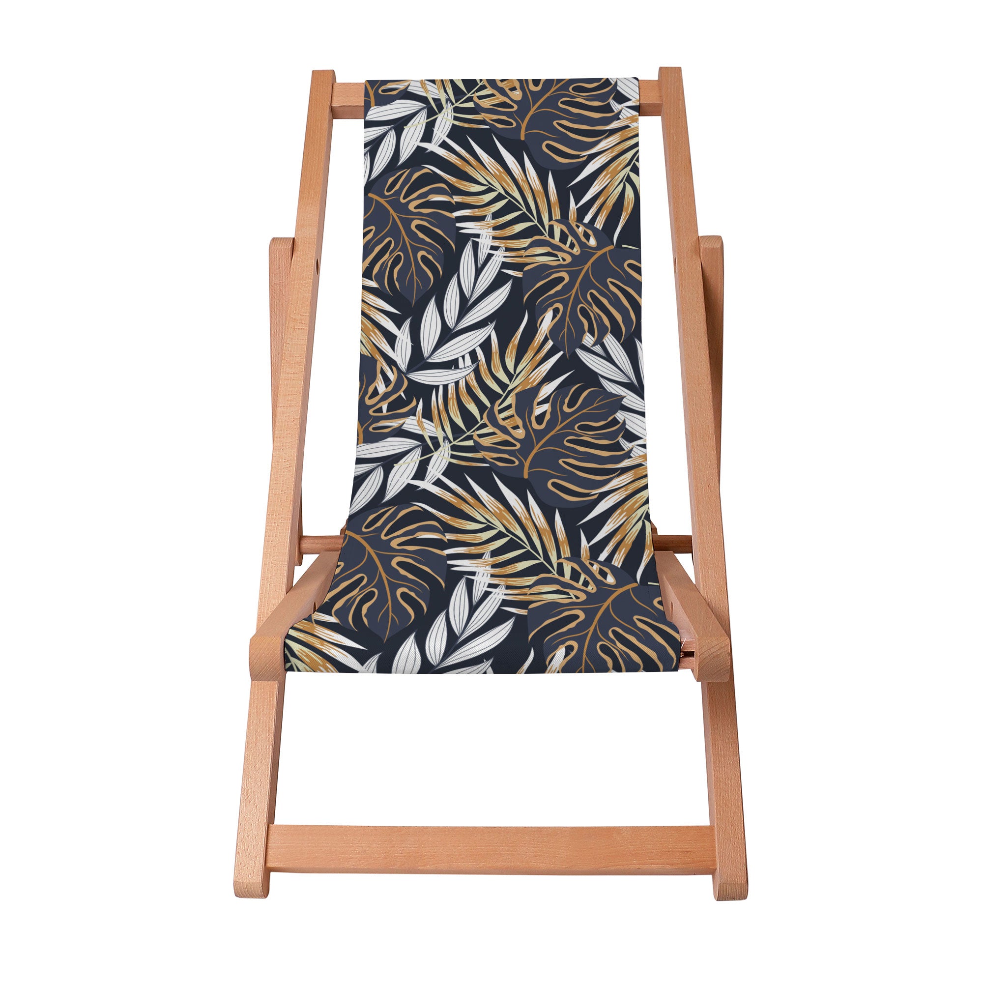 Wooden Deck Chair Golden Leaves-S