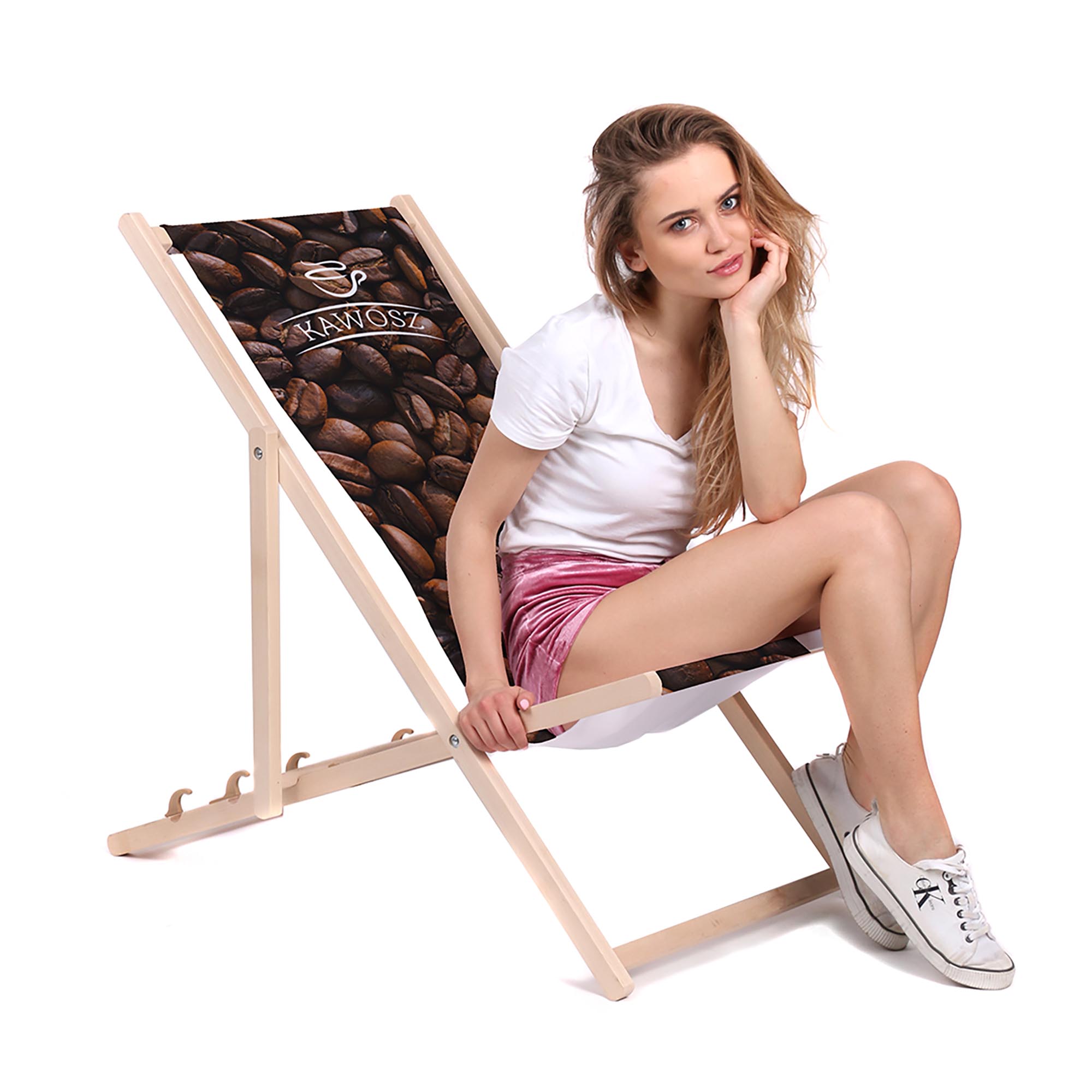 Wooden Deck Chair Coffee Lover