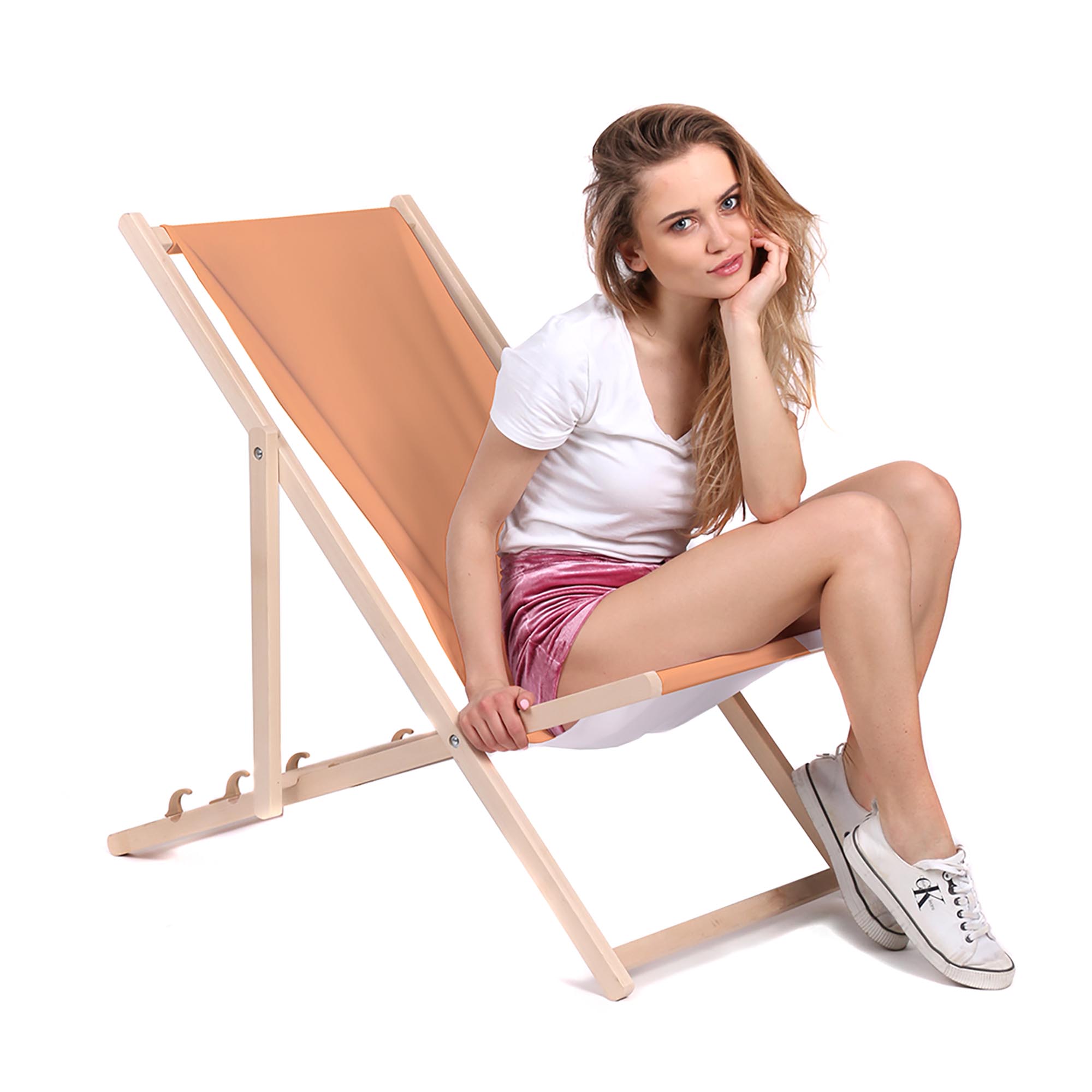 Wooden deck chair Basic-M-BEIGE