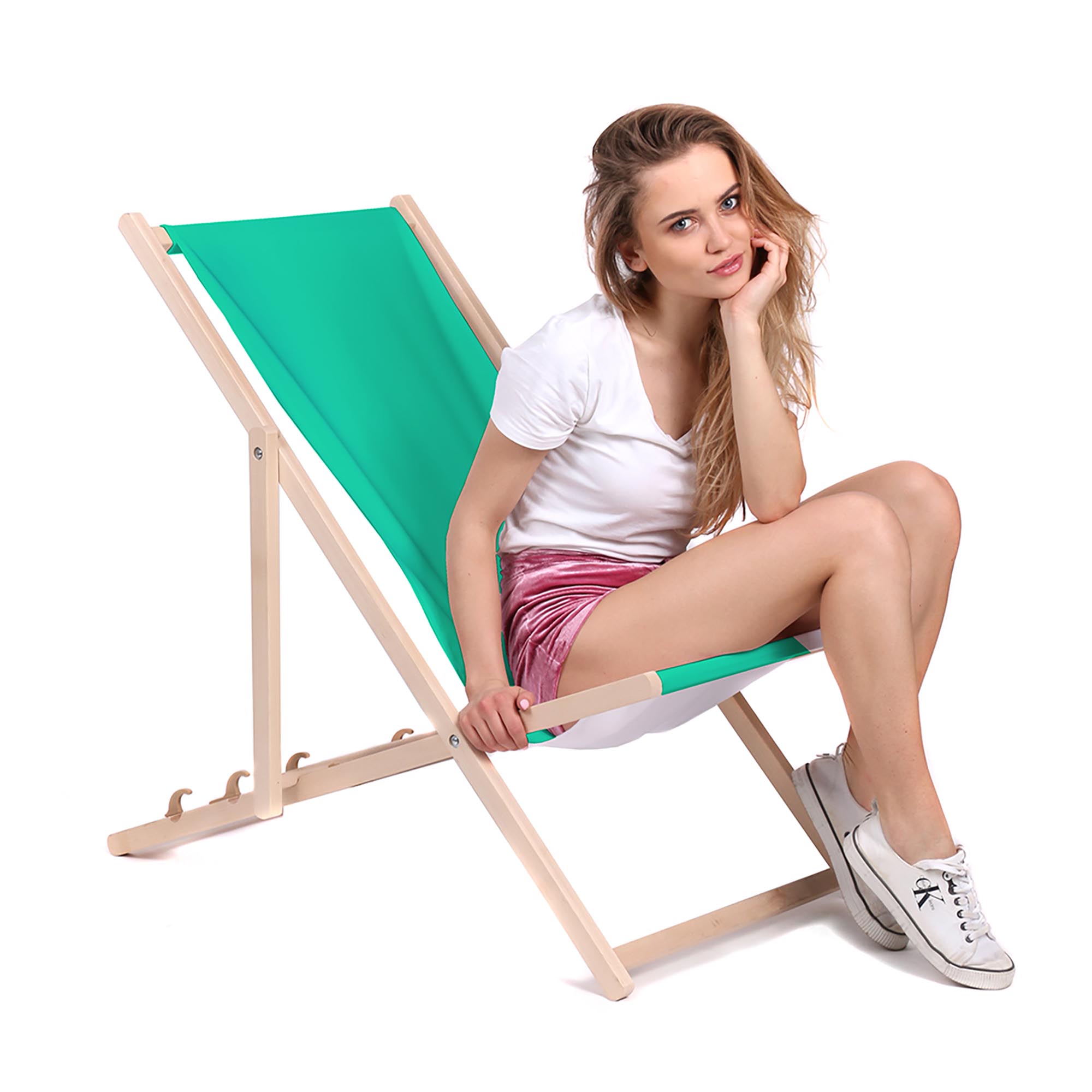 Wooden deck chair Basic-M-LAZUR