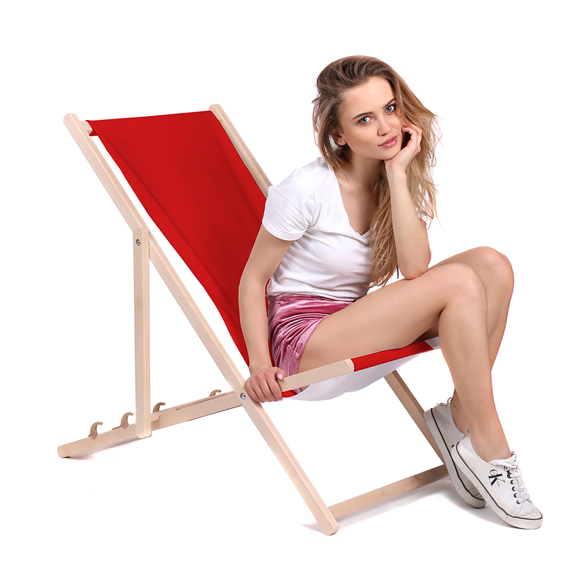 Leżak drewniany Basic-M-RED
