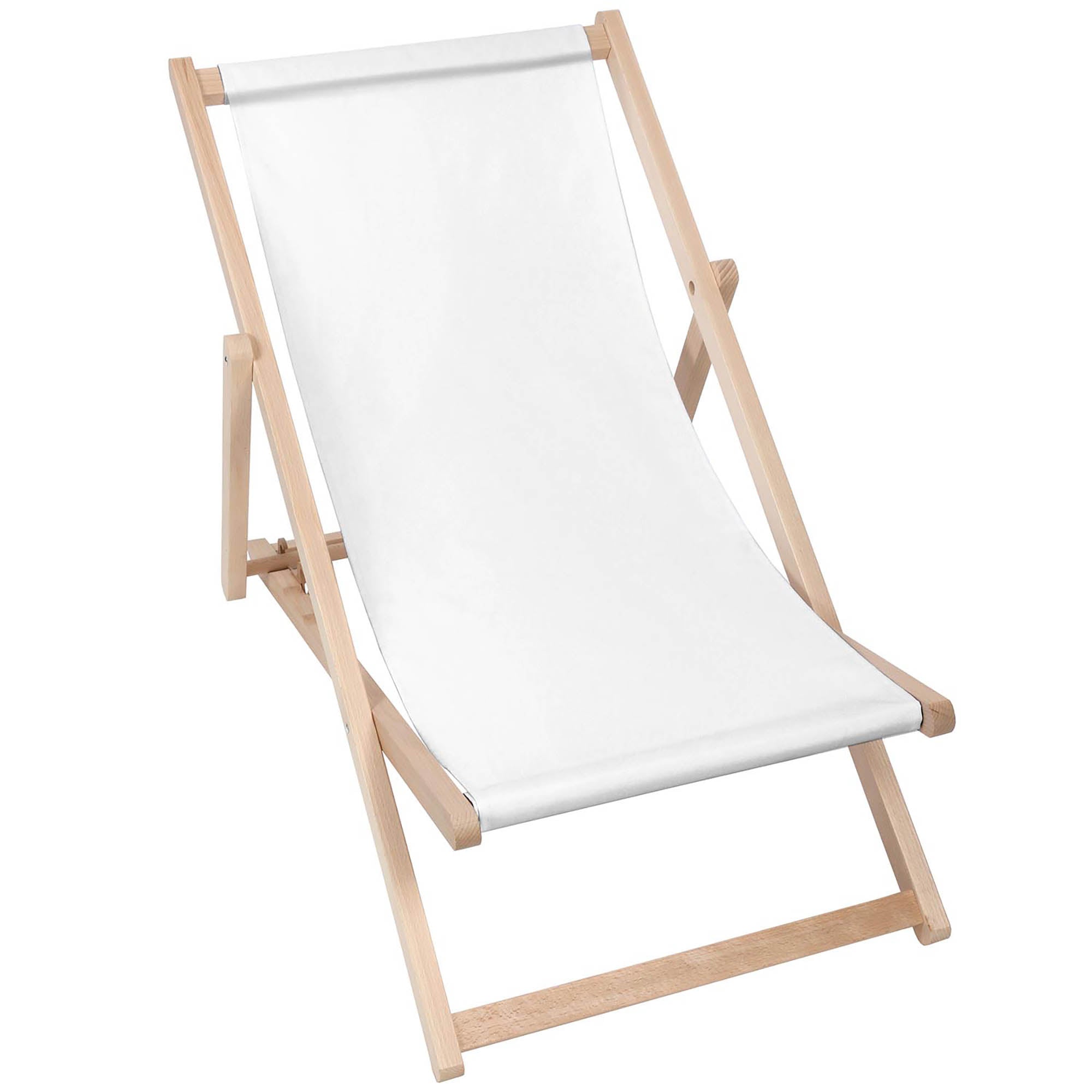 Wooden Deck Chair Basic-M-WHITE