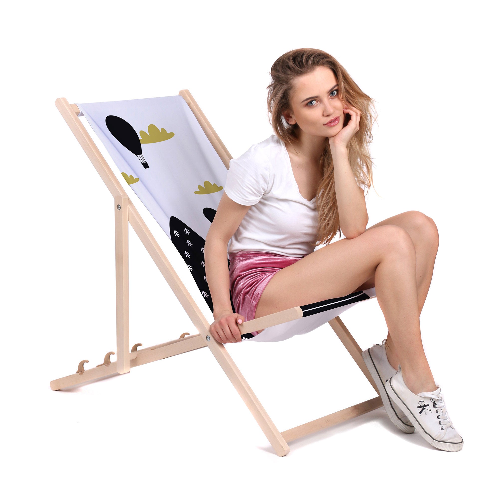 Wooden deck chair Black Balloon-M