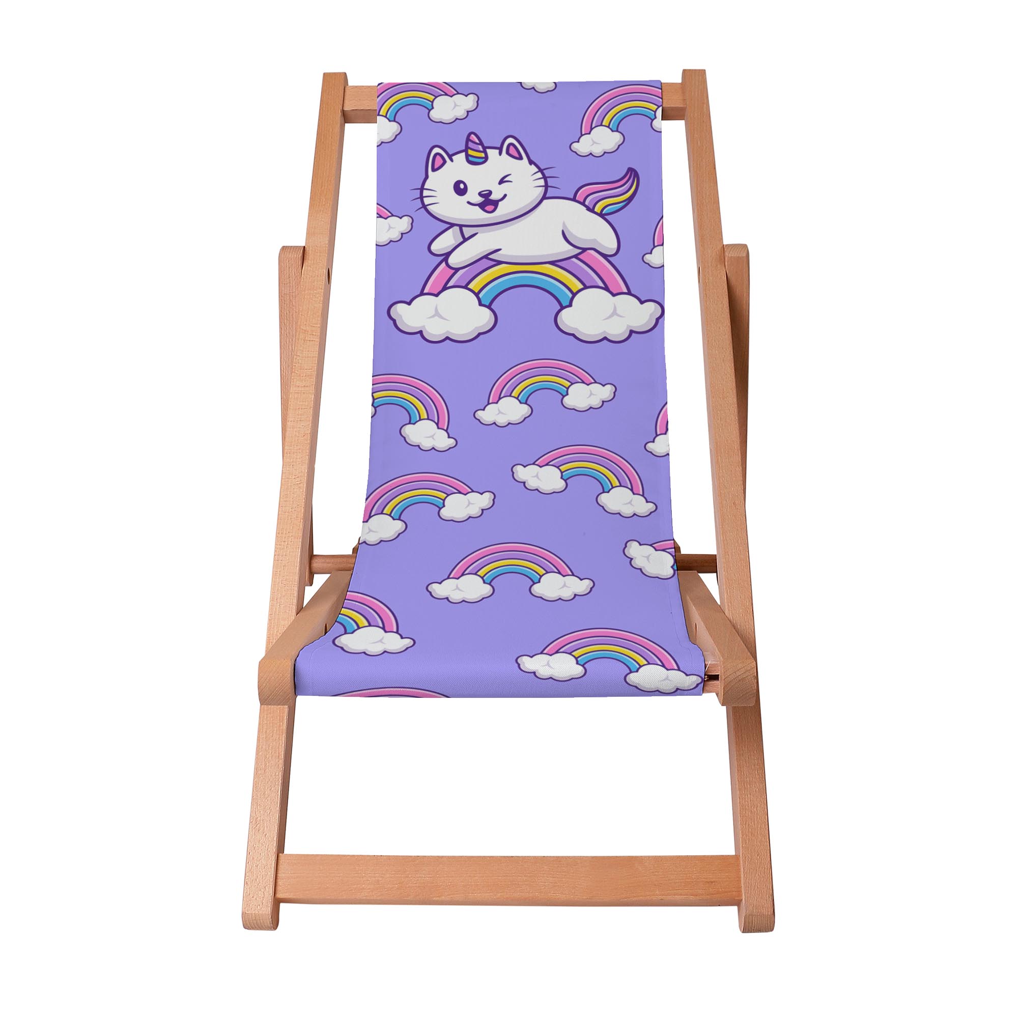 Wooden deck chair Cat Unicorn