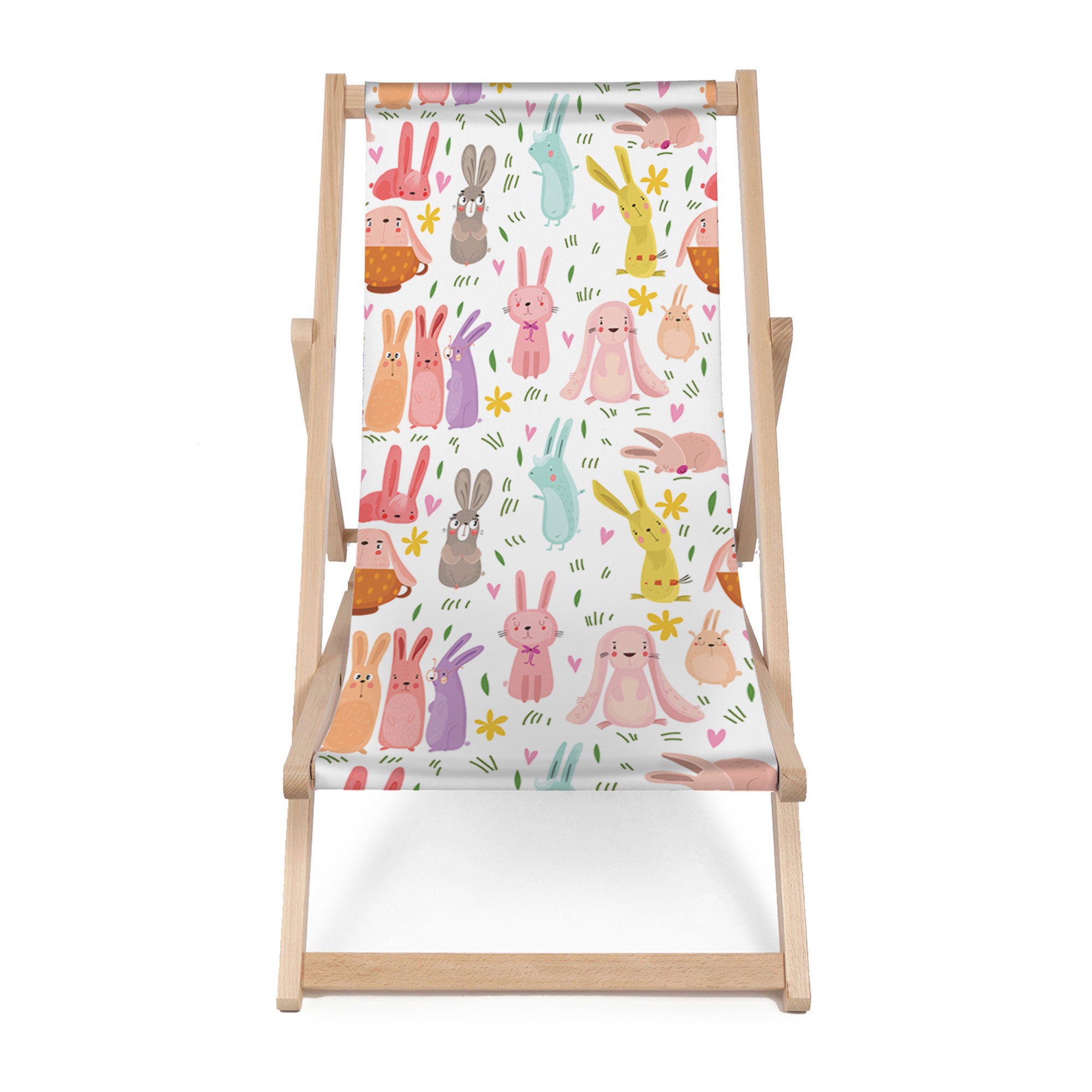 Wooden deck chair Colorful Rabbits-M