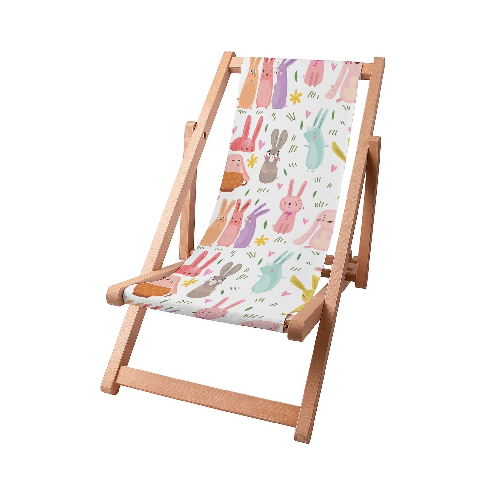 Wooden deck chair Colorful Rabbits-S
