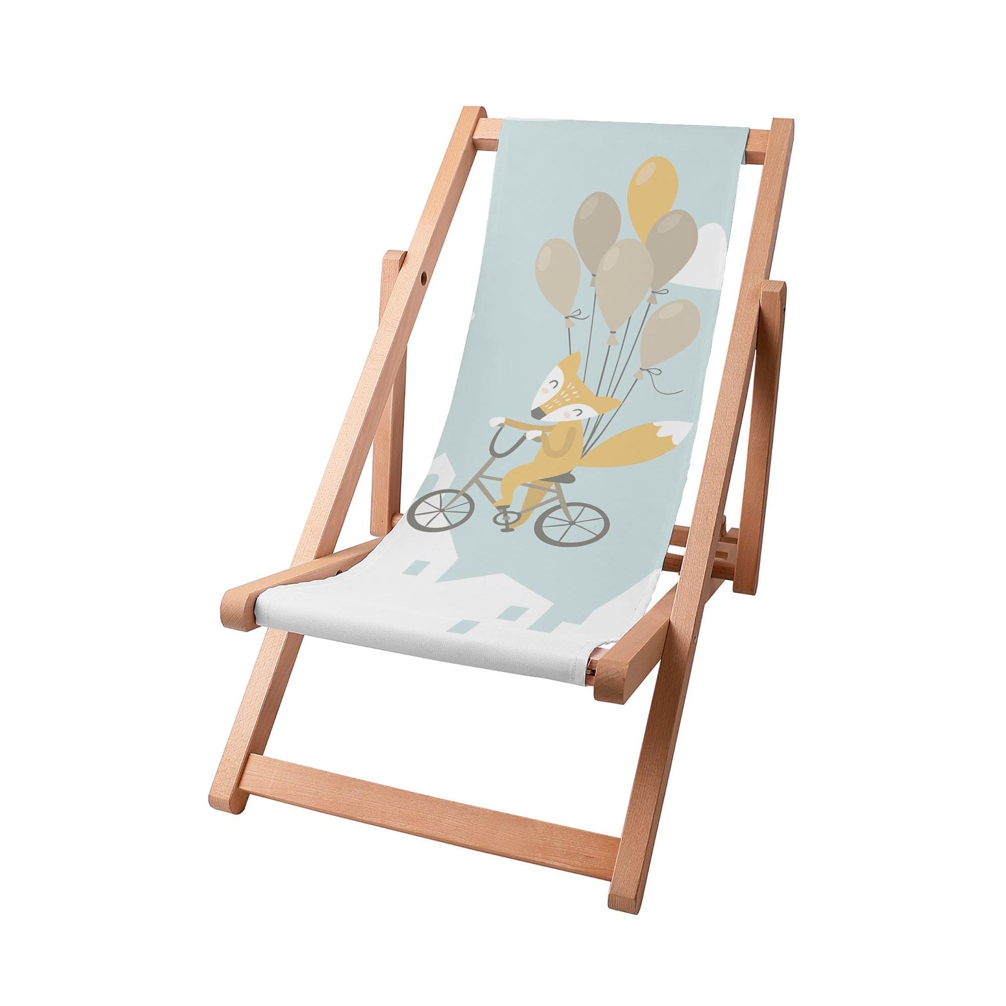 Wooden Deck Chair Fox with Balloons