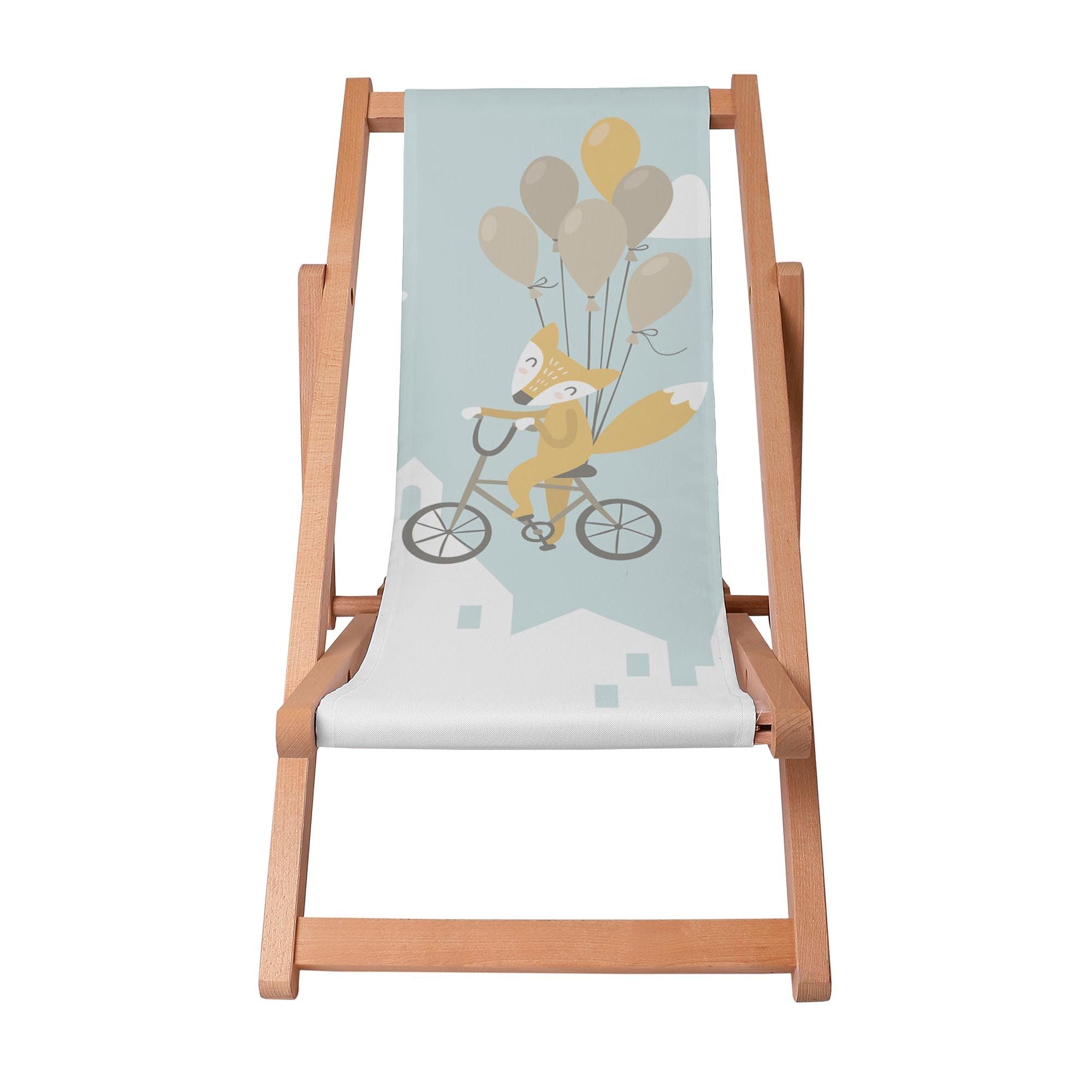 Wooden Deck Chair Fox with Balloons