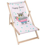 Wooden Deck Chair Happy Swim Girl-M