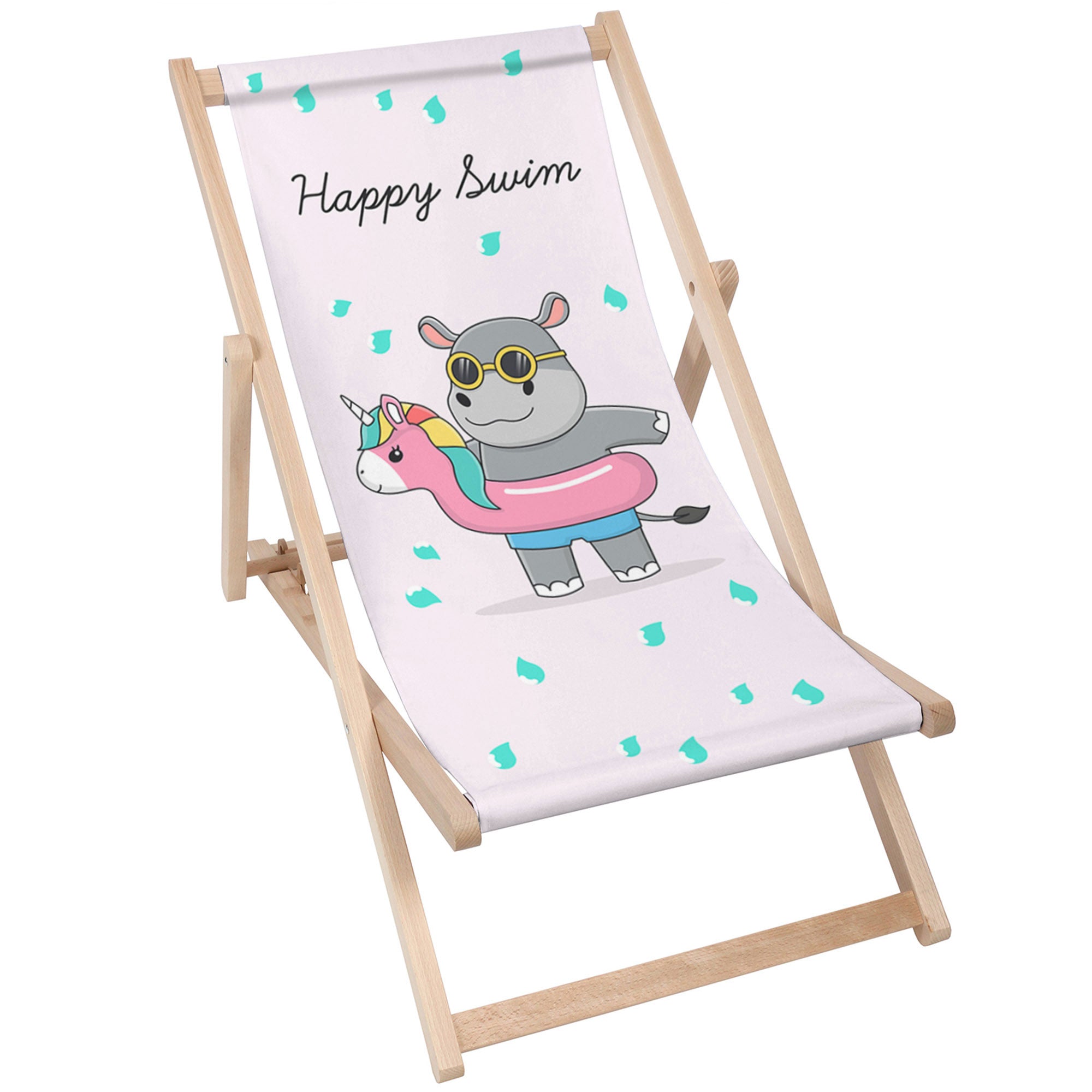 Wooden Deck Chair Happy Swim Girl-M