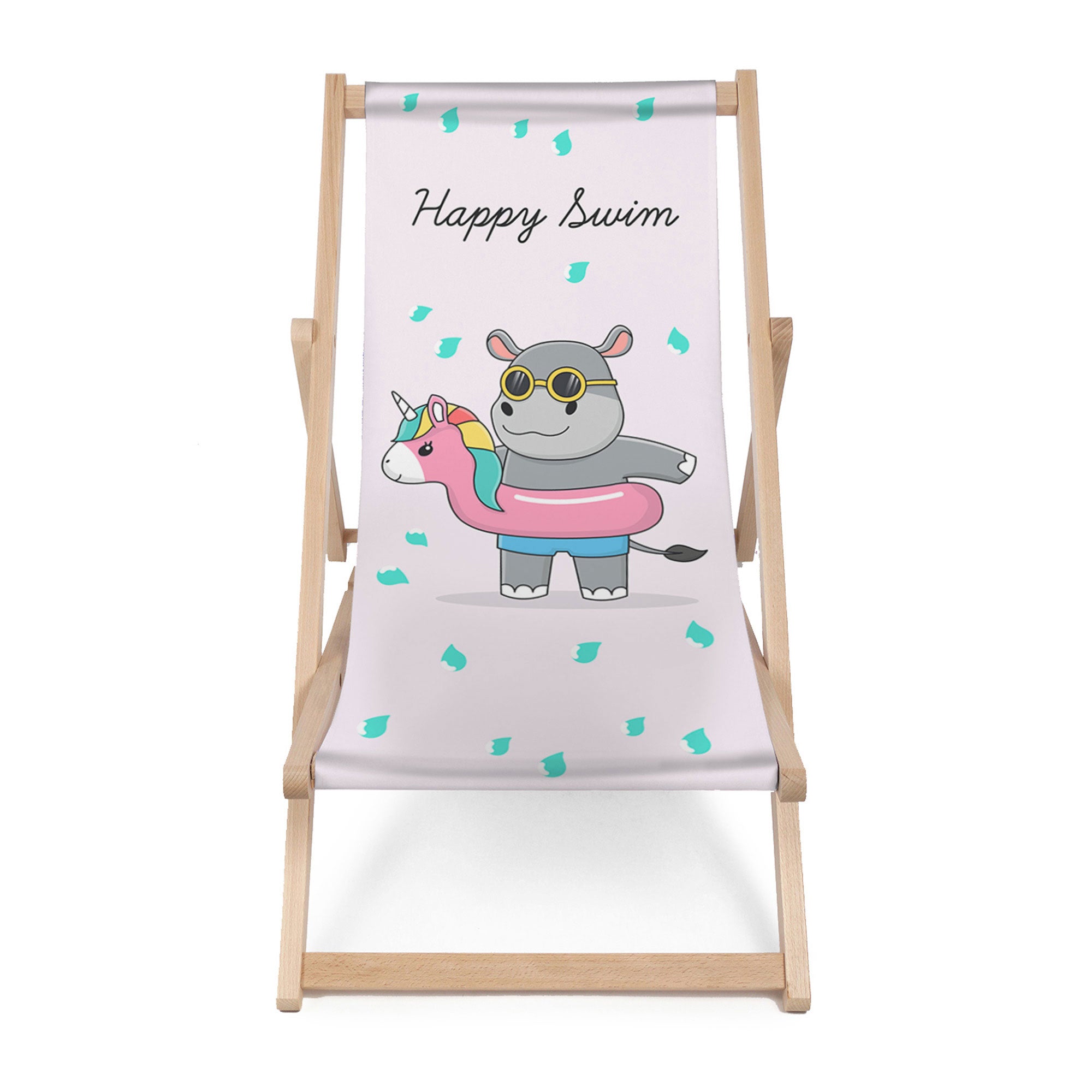 Wooden Deck Chair Happy Swim Girl-M