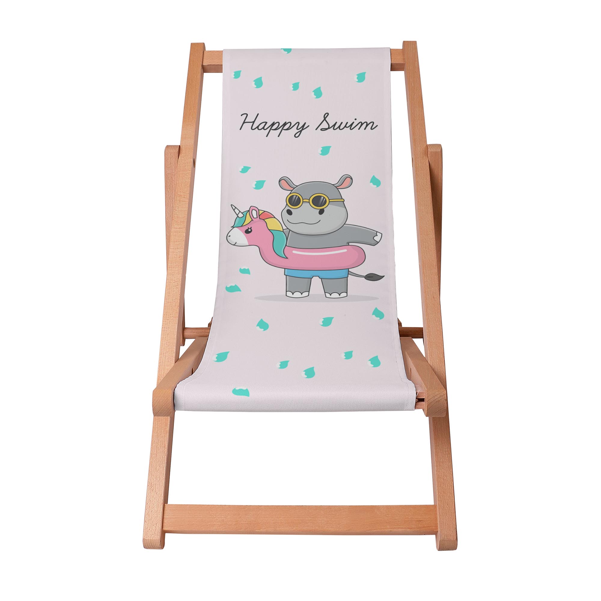 Wooden Deck Chair Happy Swim Girl-S