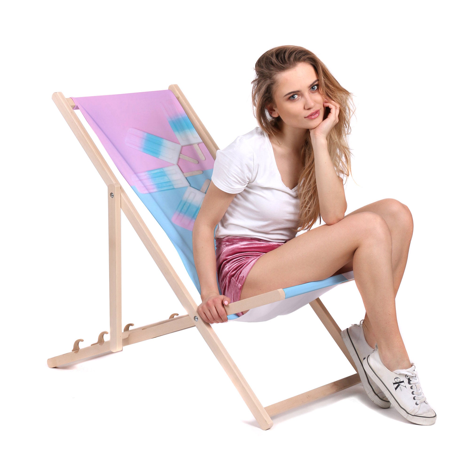 Wooden Deck Chair Ice Cream-M