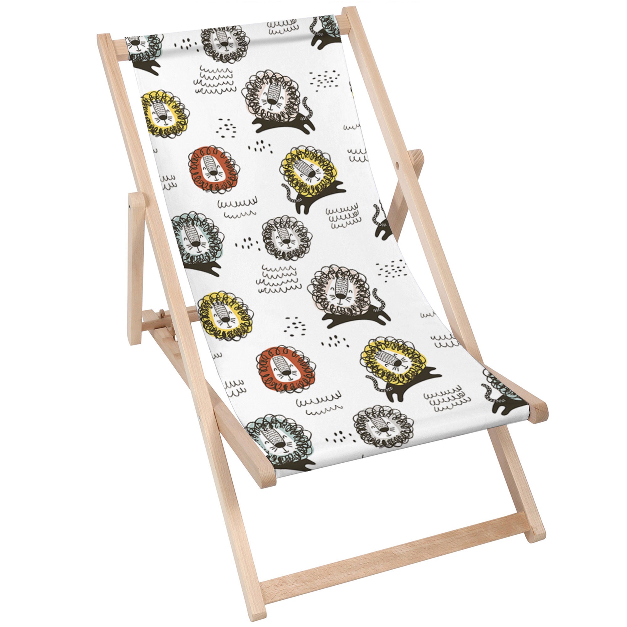 Wooden Deck Chair Smiling Lion-M