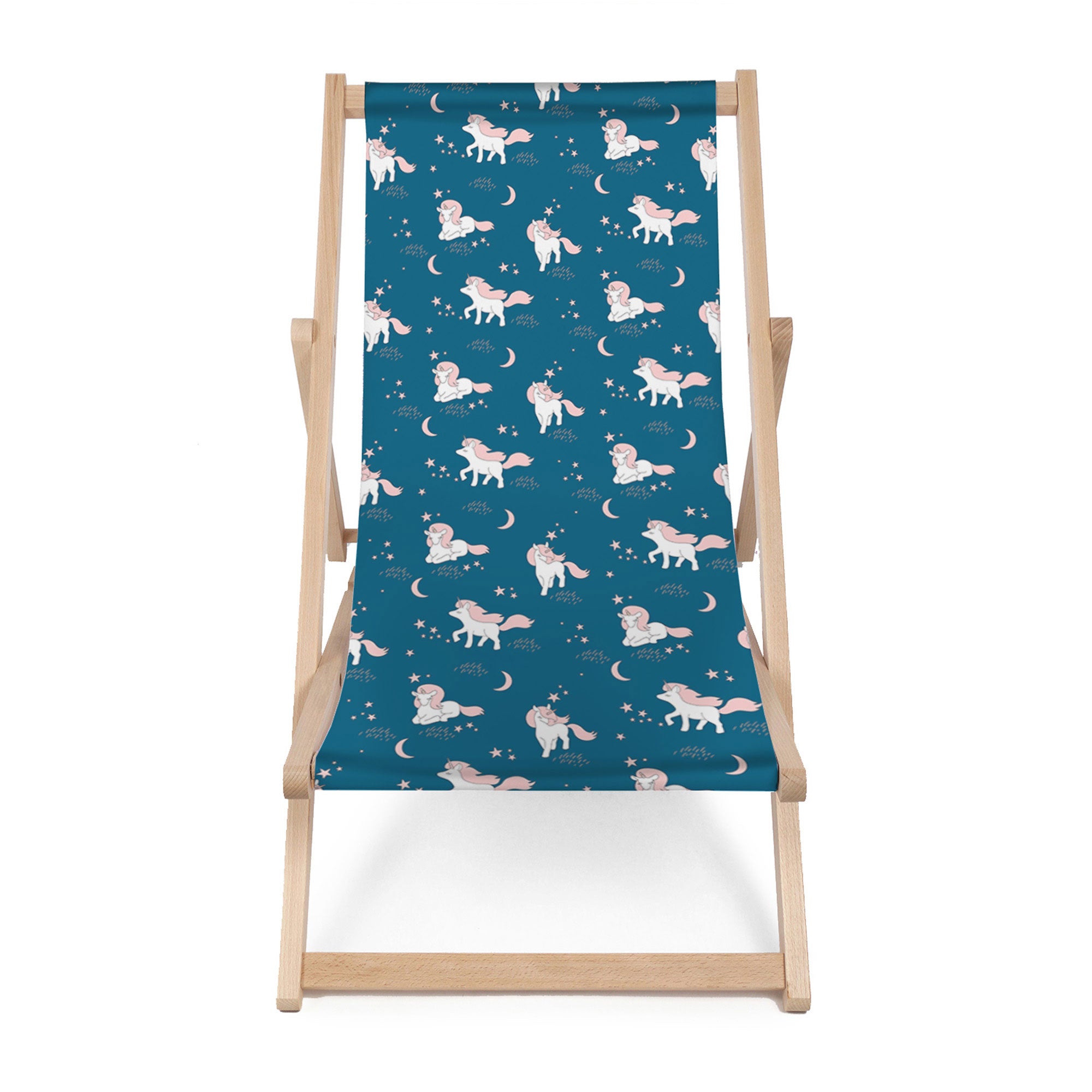 Wooden Deck Chair Magical Pink Unicorns-M