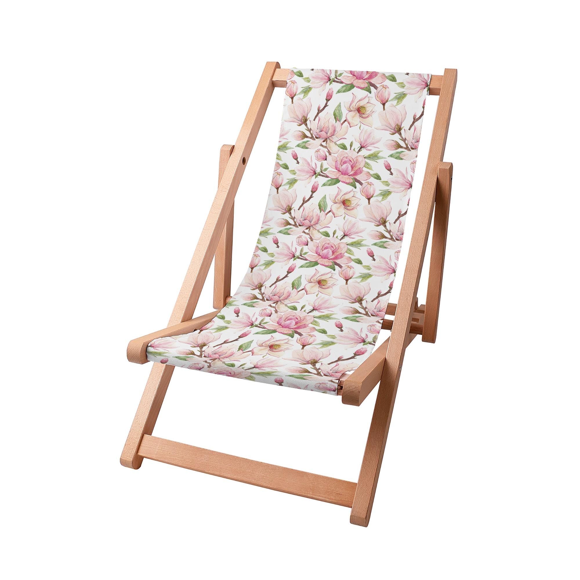 Wooden Deck Chair Magnolia Flowers