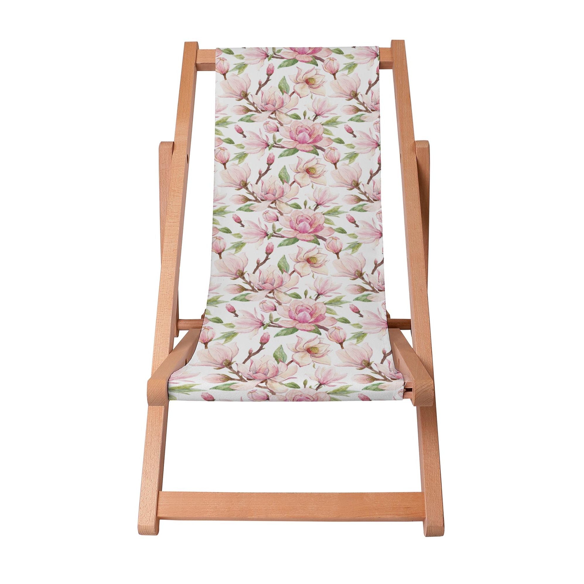 Wooden Deck Chair Magnolia Flowers