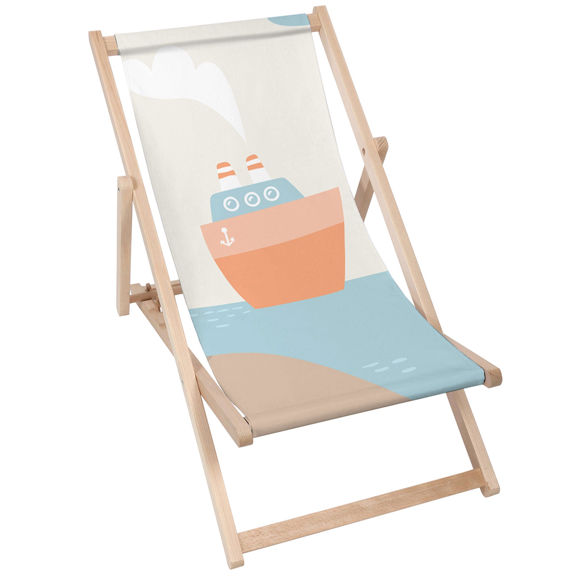 Wooden Deck Chair Orange Ship-M