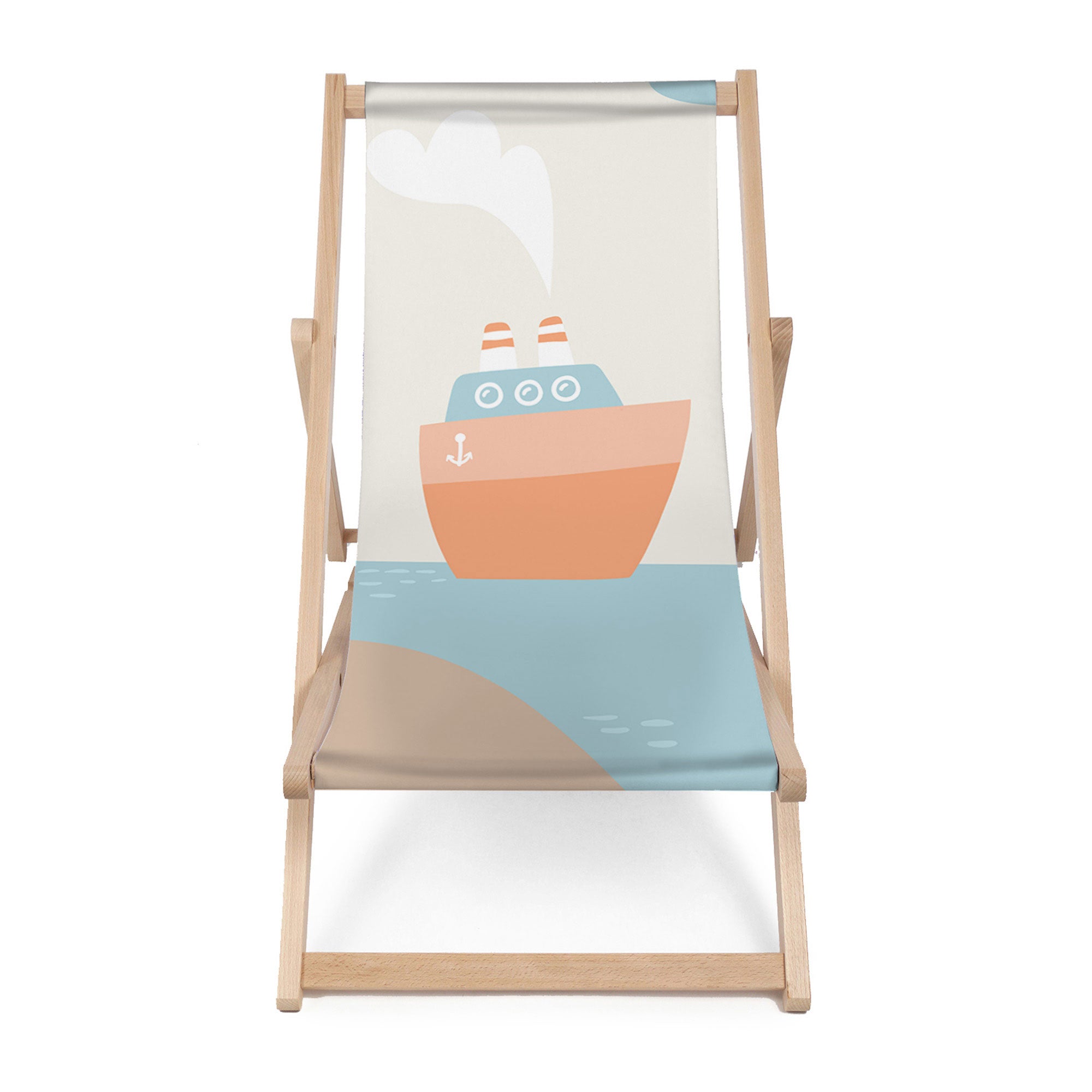 Wooden Deck Chair Orange Ship-M