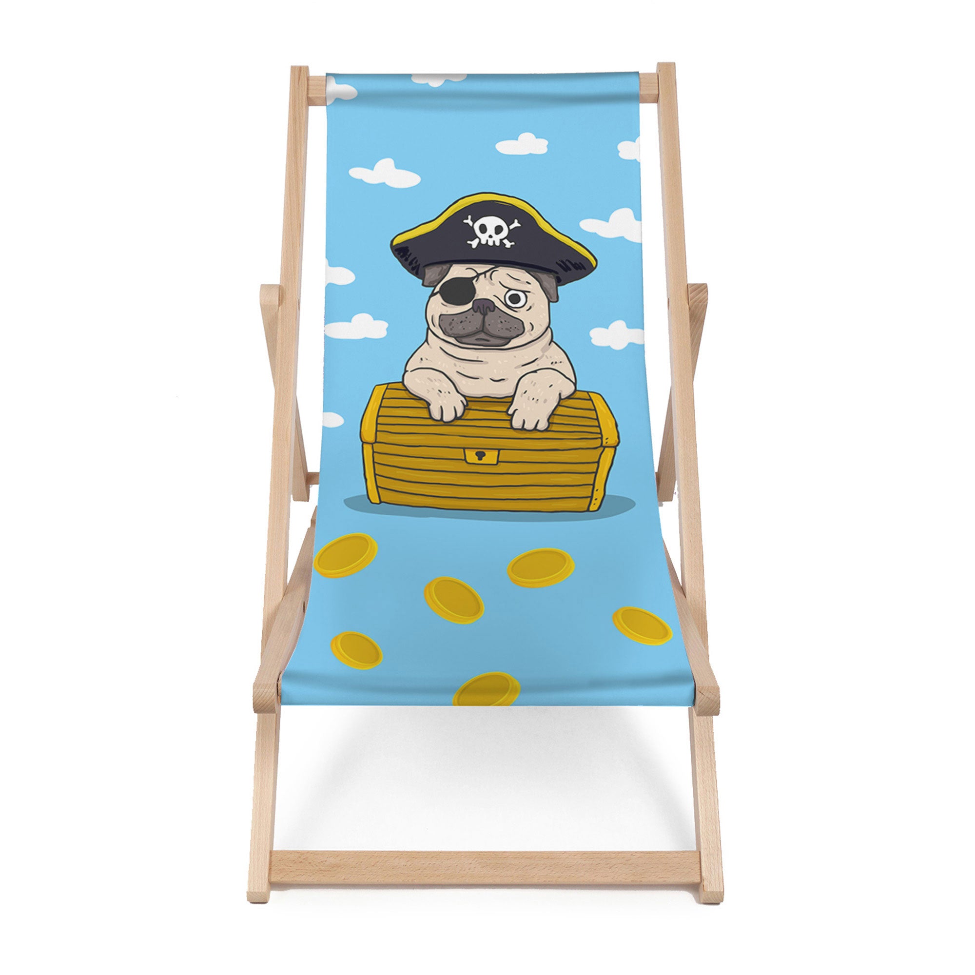 Wooden Deck Chair Pirate Pug-M
