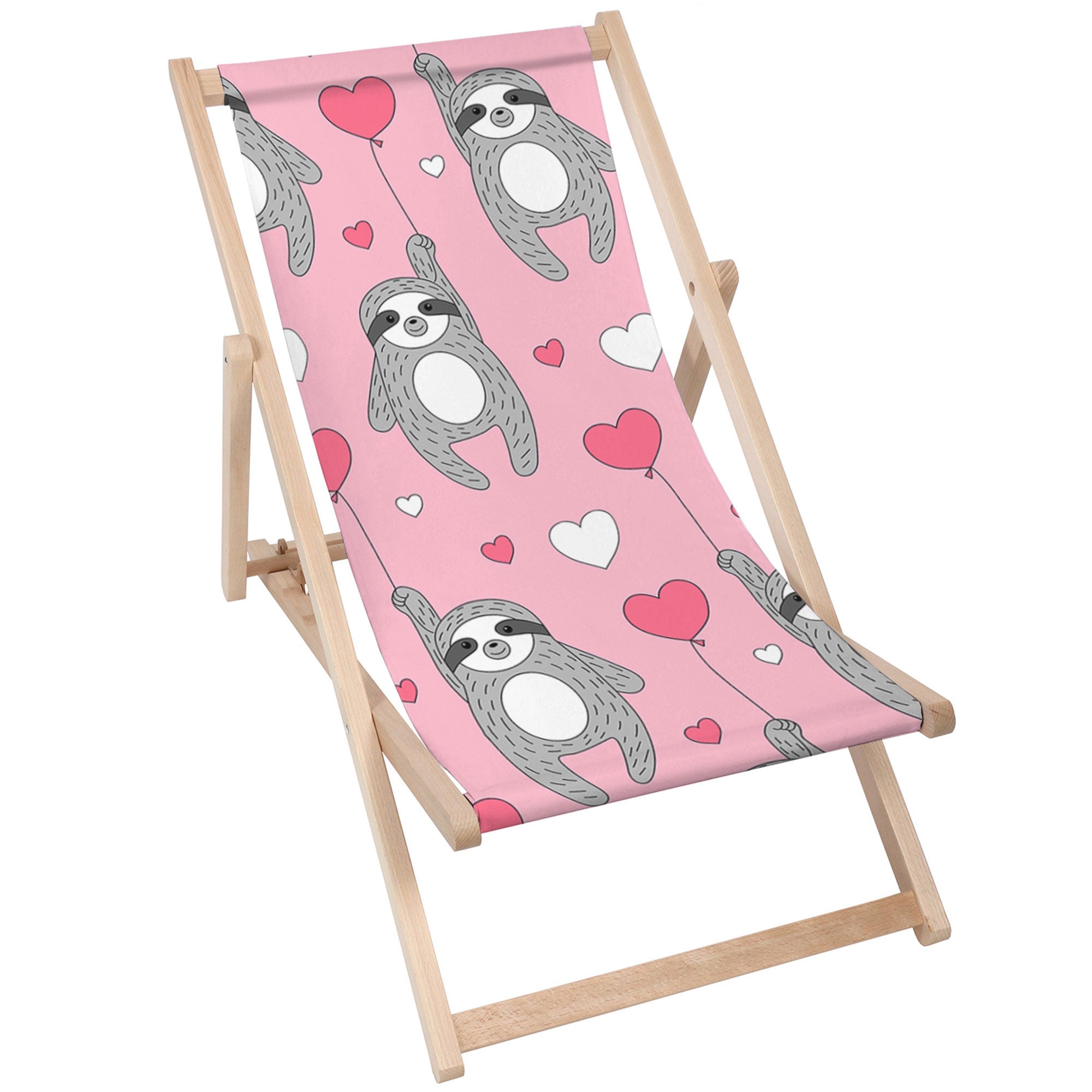 Wooden Deck Chair Sloth Heart Balloons-M
