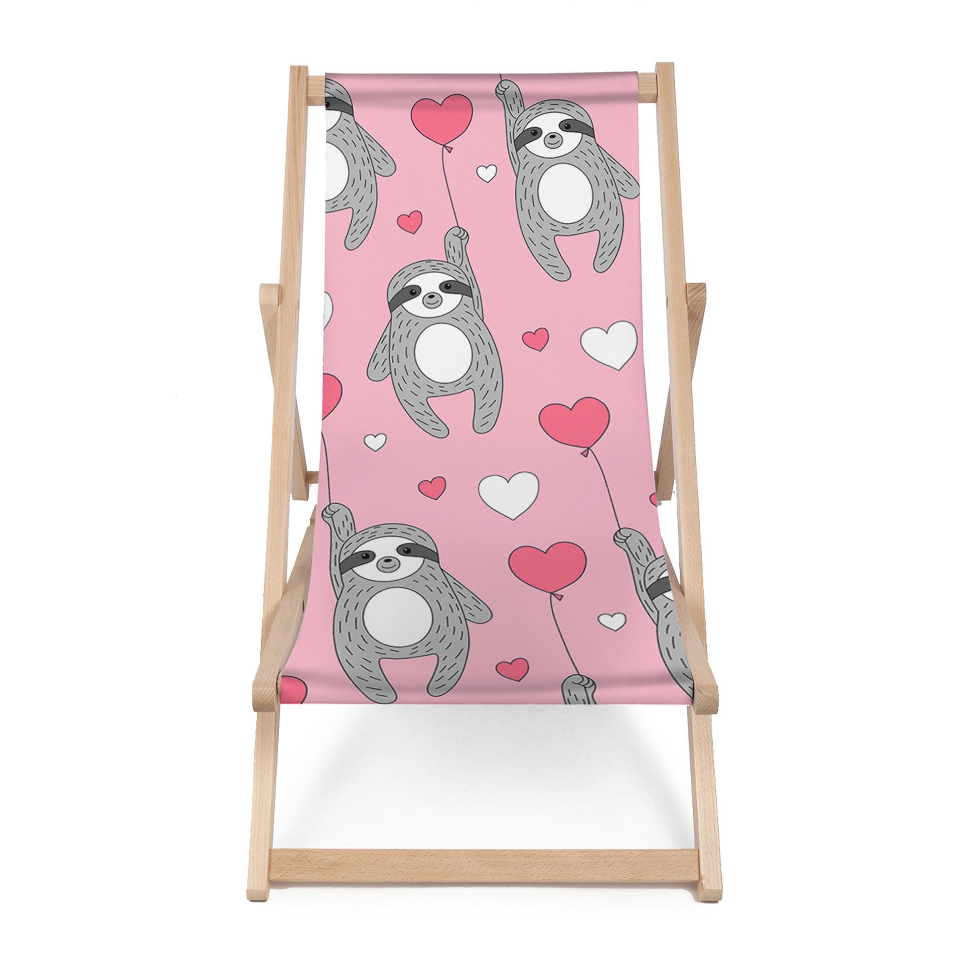Wooden Deck Chair Sloth Heart Balloons-M