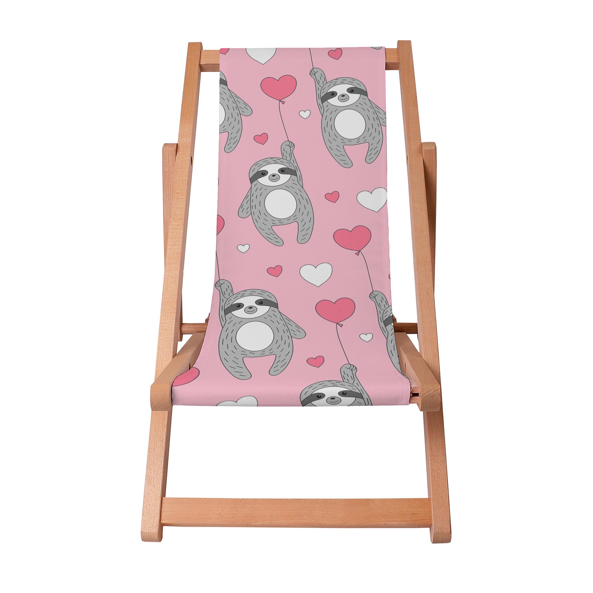 Wooden Deck Chair Sloth Heart Balloons-S