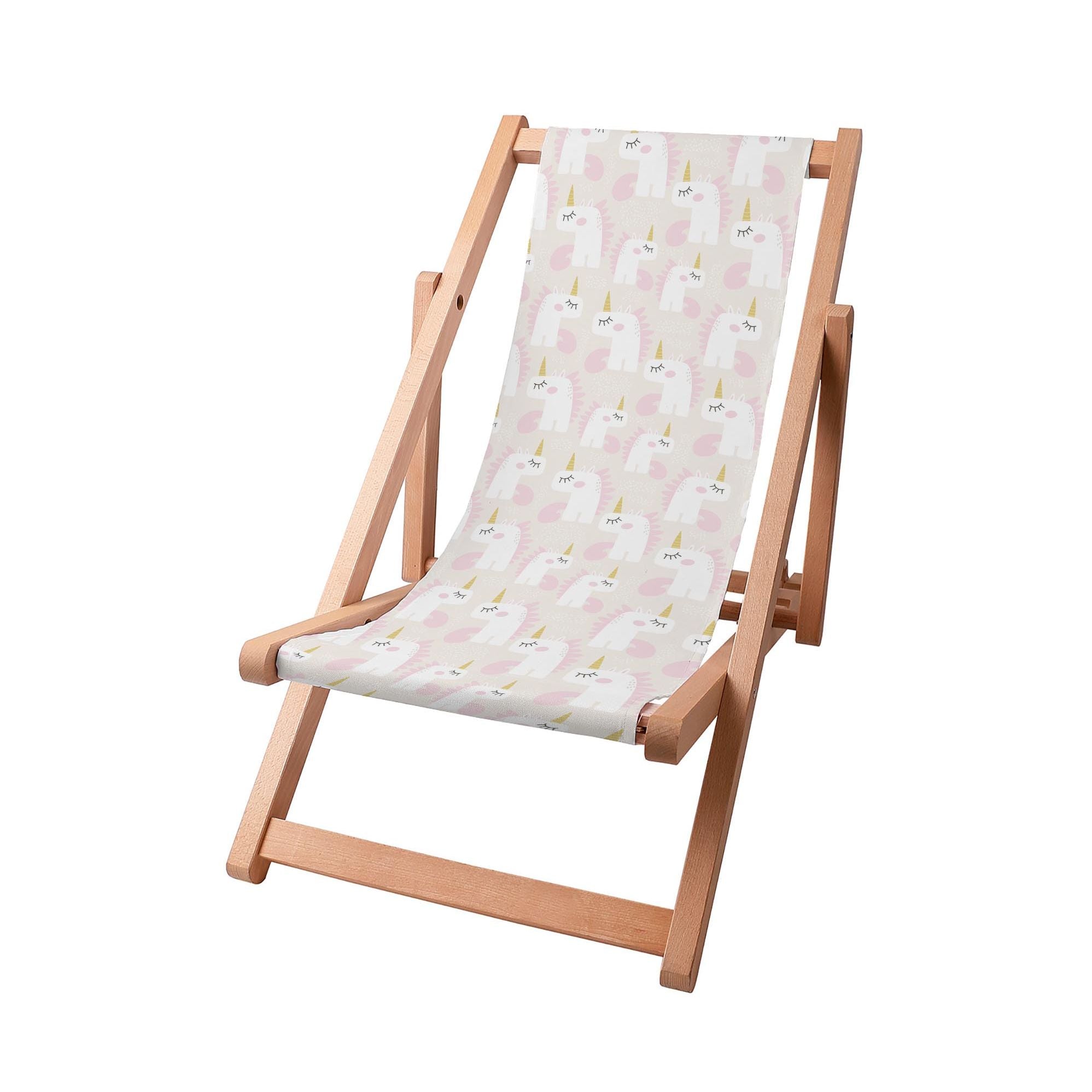 Wooden Deck Chair Sweet Pink Unicorn-S