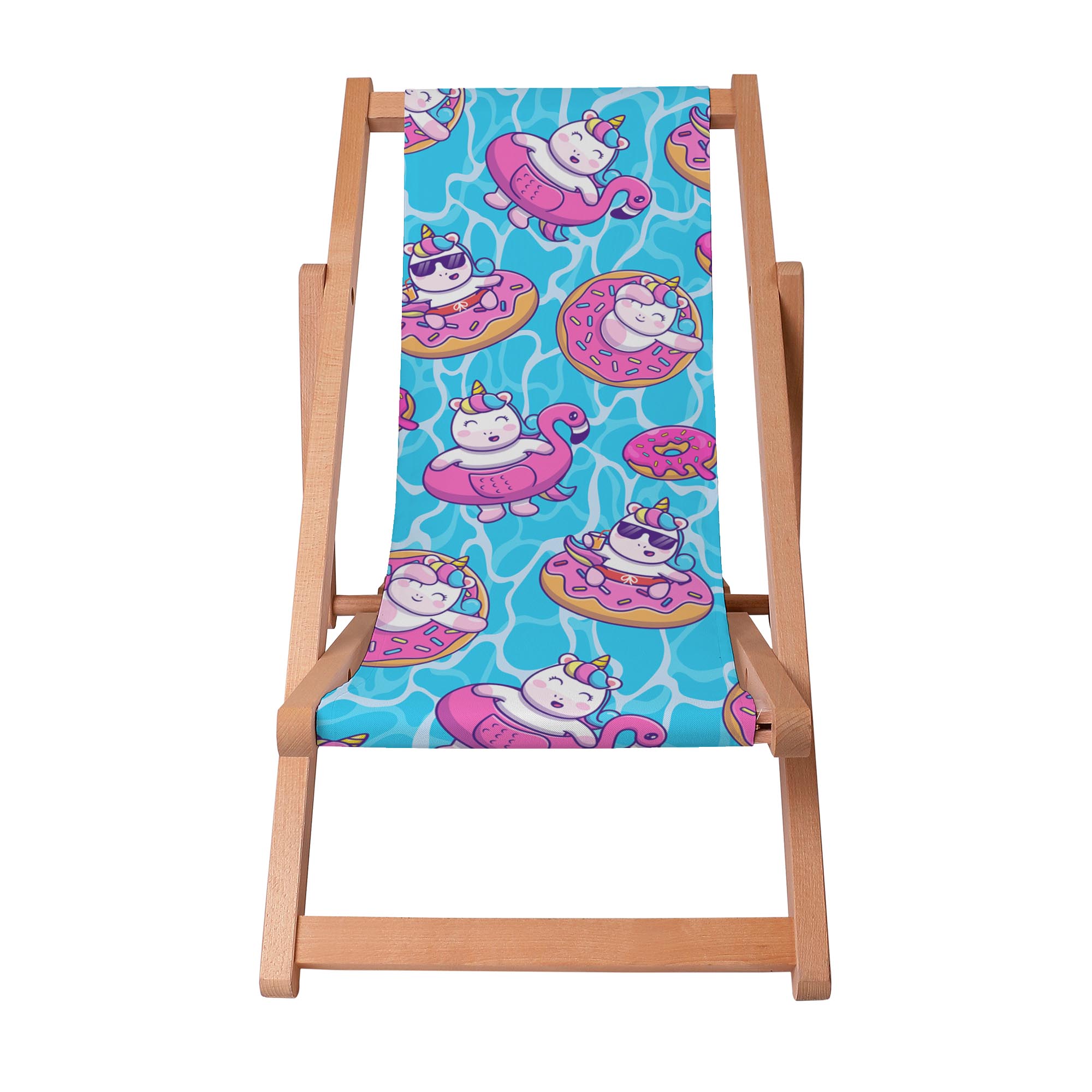 Wooden Deck Chair Swimming Unicorns-S