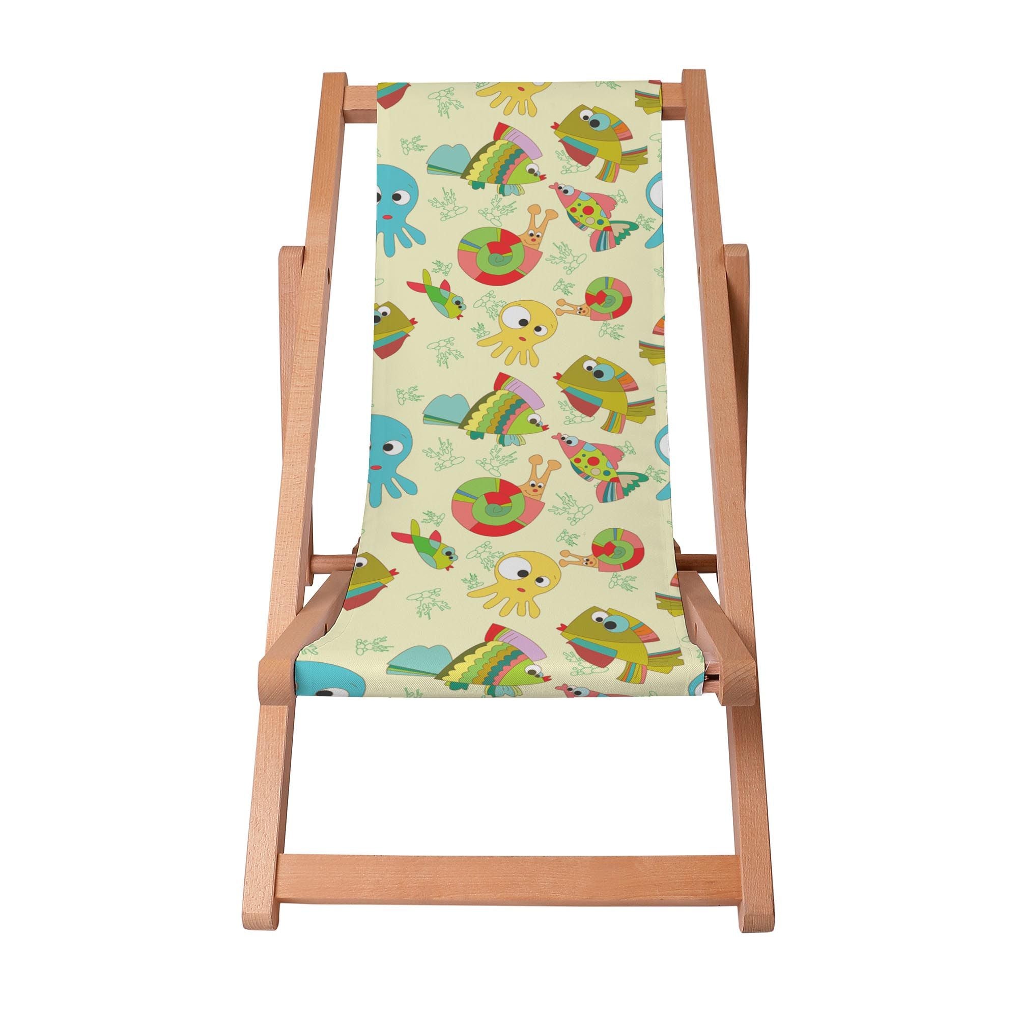 Wooden Deck Chair Funny Sea Creatures